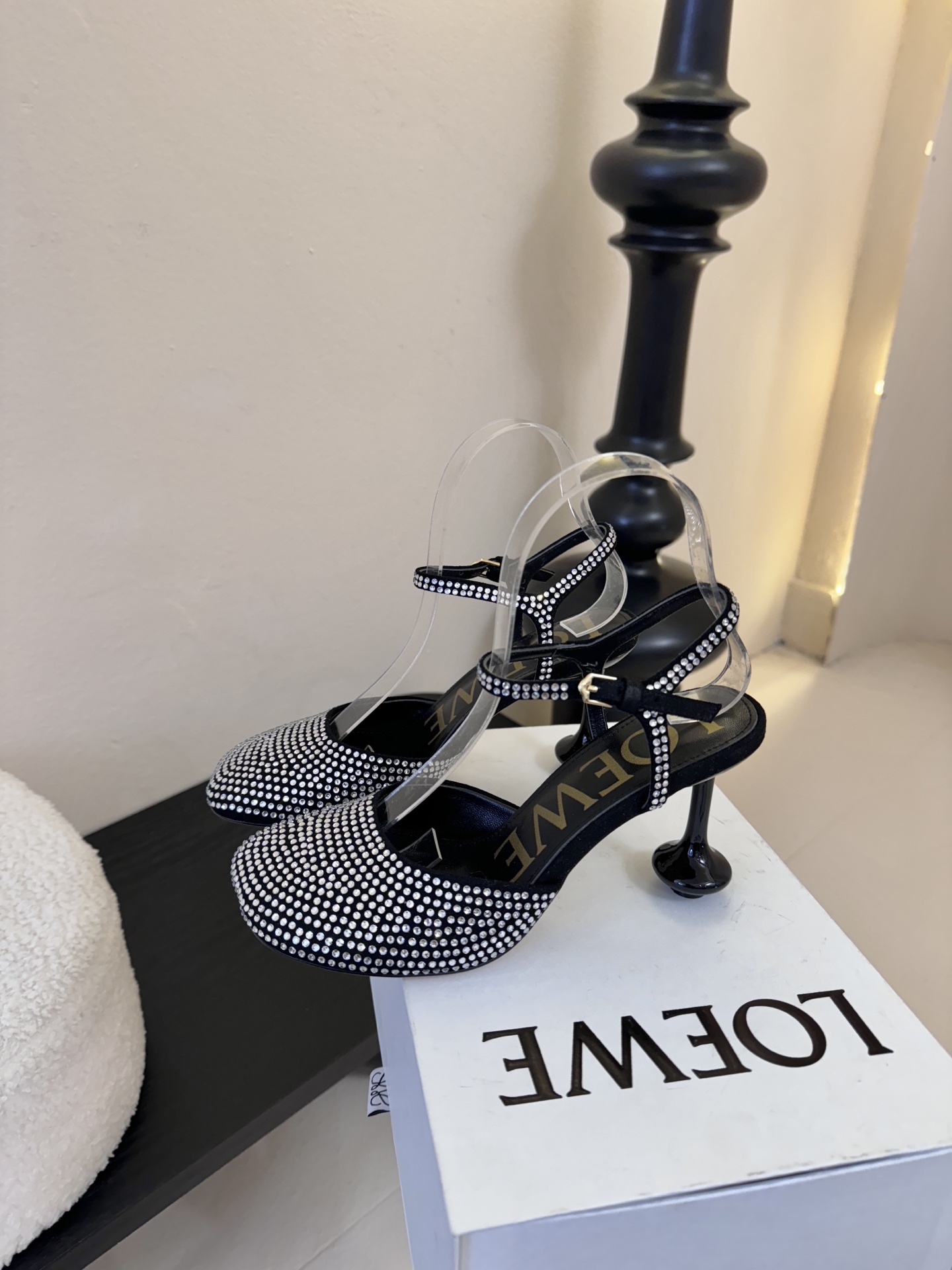 LOEWE罗意威 满钻玛丽珍凉鞋王炸组合！💎 冰蓝、黑粉、裸粉三色全配齐平底1cm+高跟8.5cm 不用