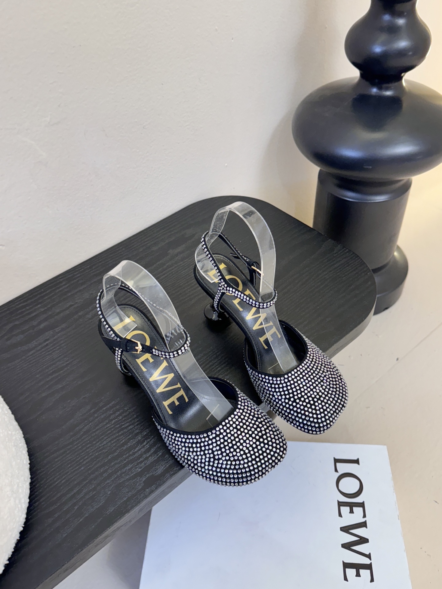 LOEWE罗意威 满钻玛丽珍凉鞋王炸组合！💎 冰蓝、黑粉、裸粉三色全配齐平底1cm+高跟8.5cm 不用