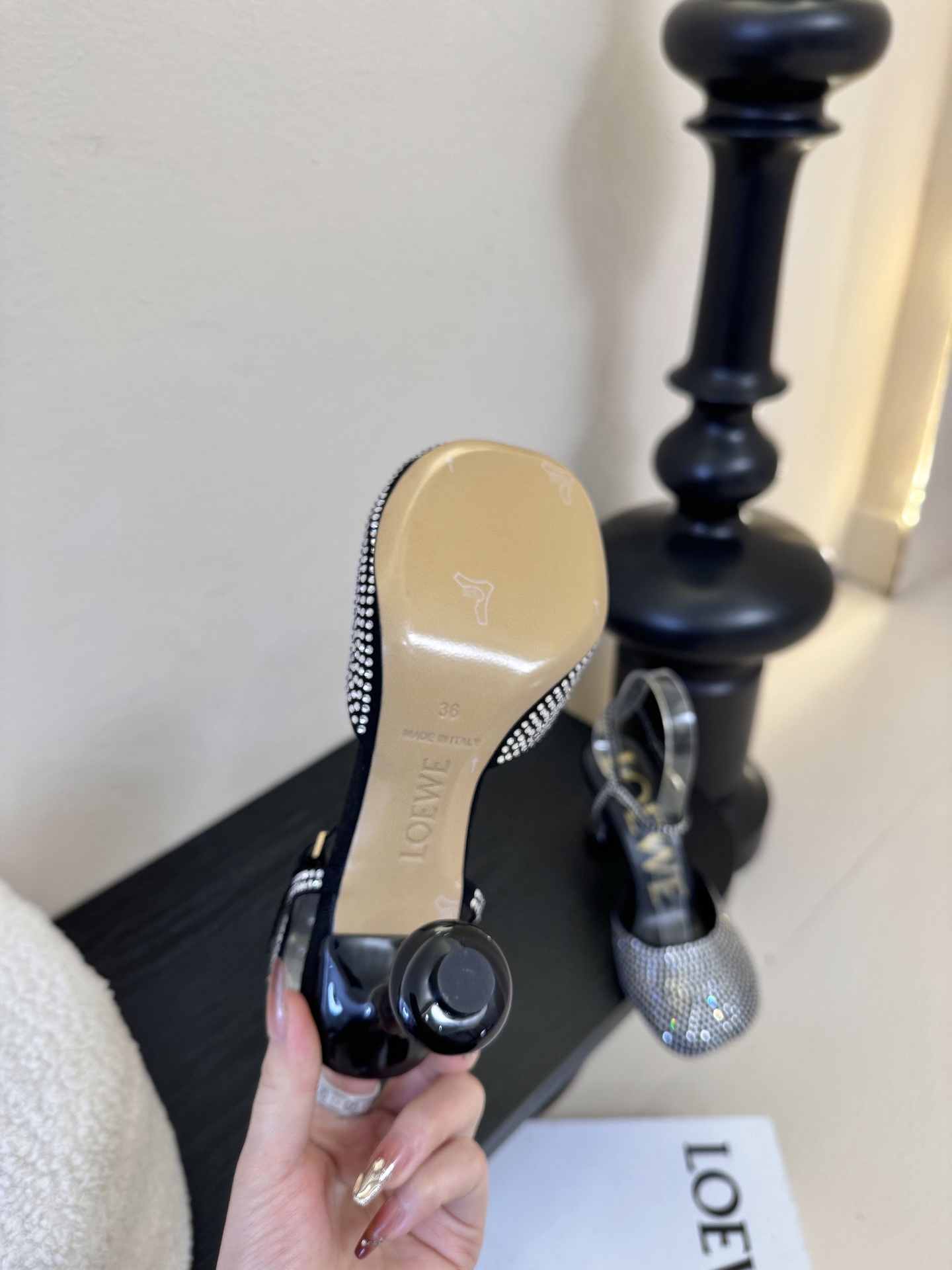 LOEWE罗意威 满钻玛丽珍凉鞋王炸组合！💎 冰蓝、黑粉、裸粉三色全配齐平底1cm+高跟8.5cm 不用