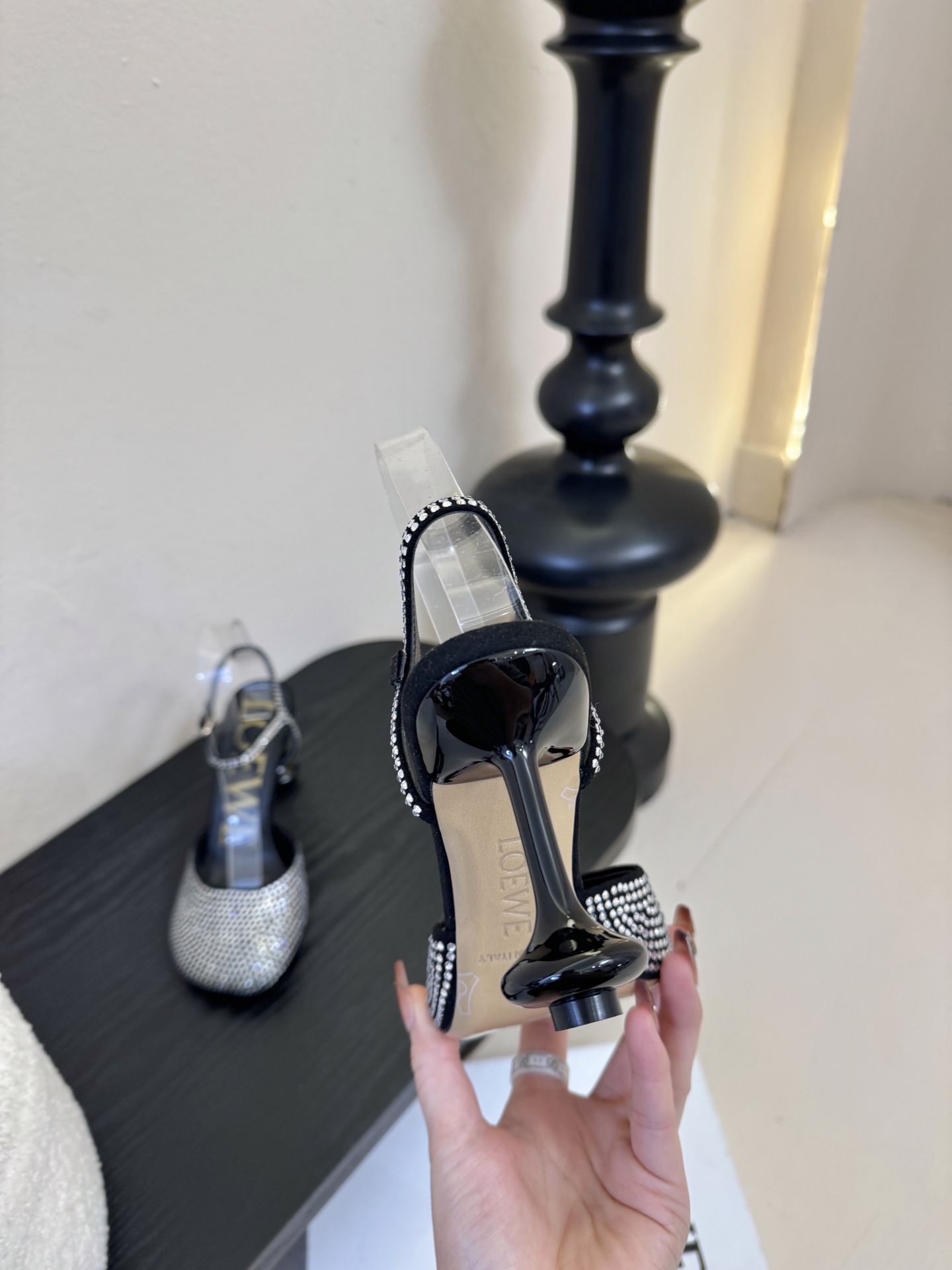 LOEWE罗意威 满钻玛丽珍凉鞋王炸组合！💎 冰蓝、黑粉、裸粉三色全配齐平底1cm+高跟8.5cm 不用