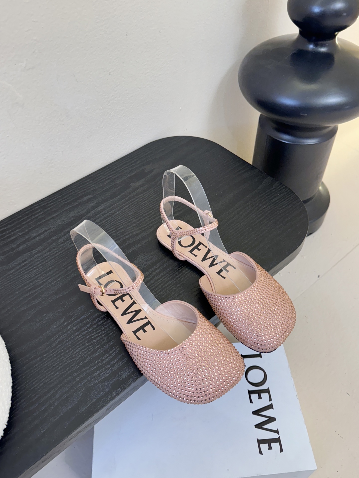 LOEWE罗意威 满钻玛丽珍凉鞋王炸组合！💎 冰蓝、黑粉、裸粉三色全配齐平底1cm+高跟8.5cm 不用