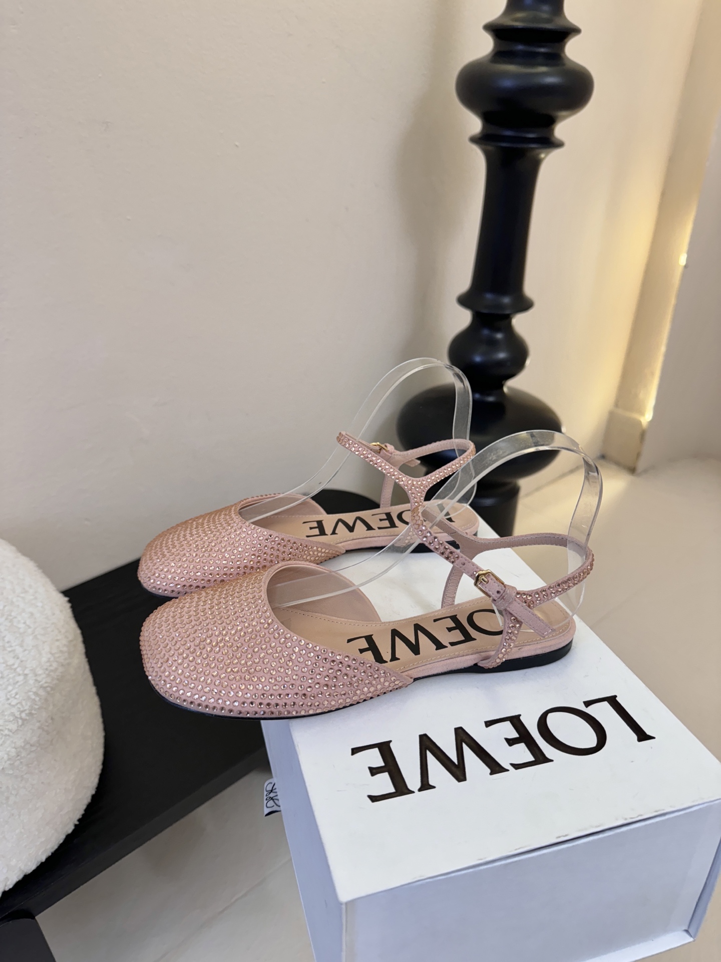 LOEWE罗意威 满钻玛丽珍凉鞋王炸组合！💎 冰蓝、黑粉、裸粉三色全配齐平底1cm+高跟8.5cm 不用