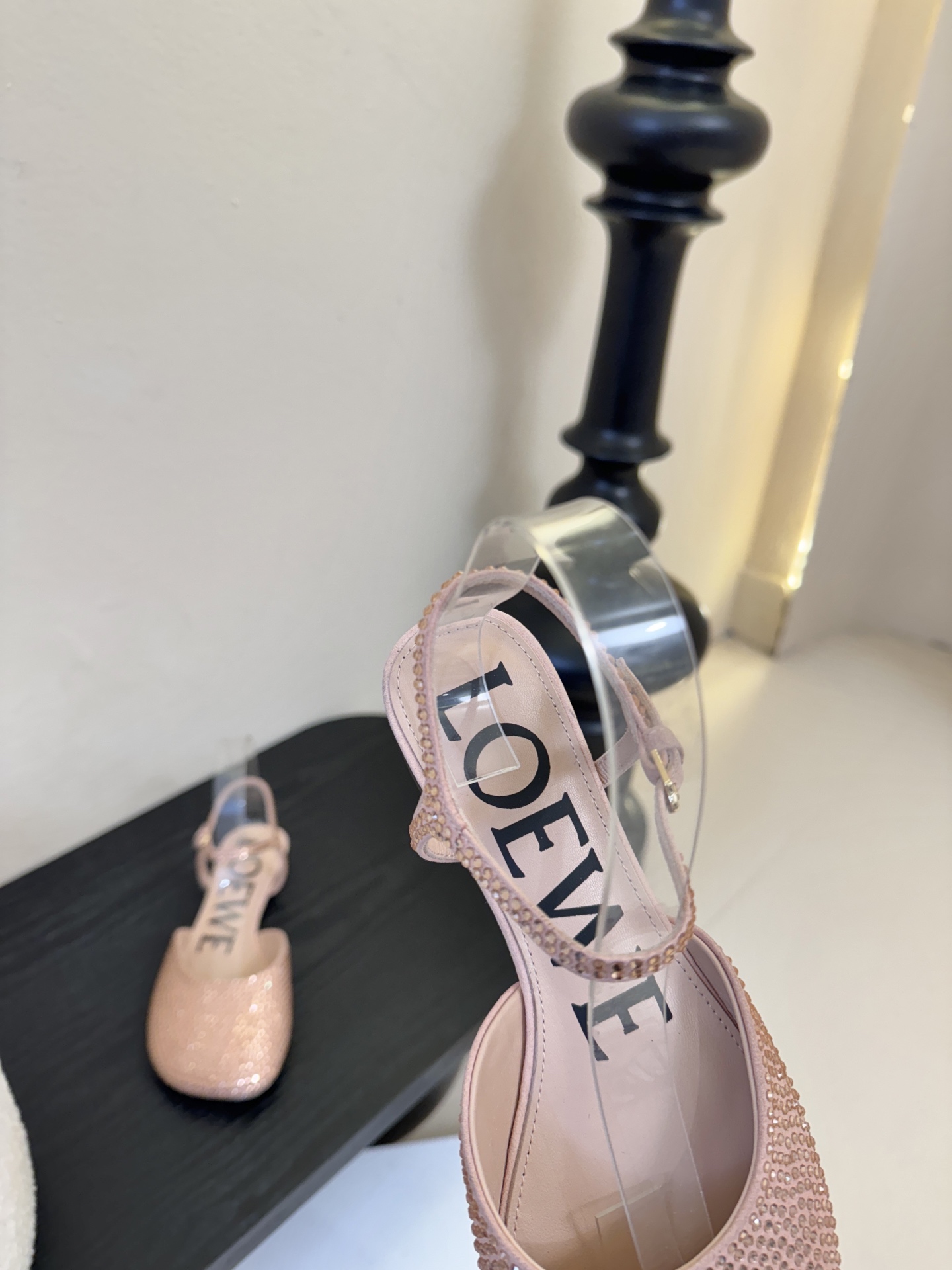 LOEWE罗意威 满钻玛丽珍凉鞋王炸组合！💎 冰蓝、黑粉、裸粉三色全配齐平底1cm+高跟8.5cm 不用