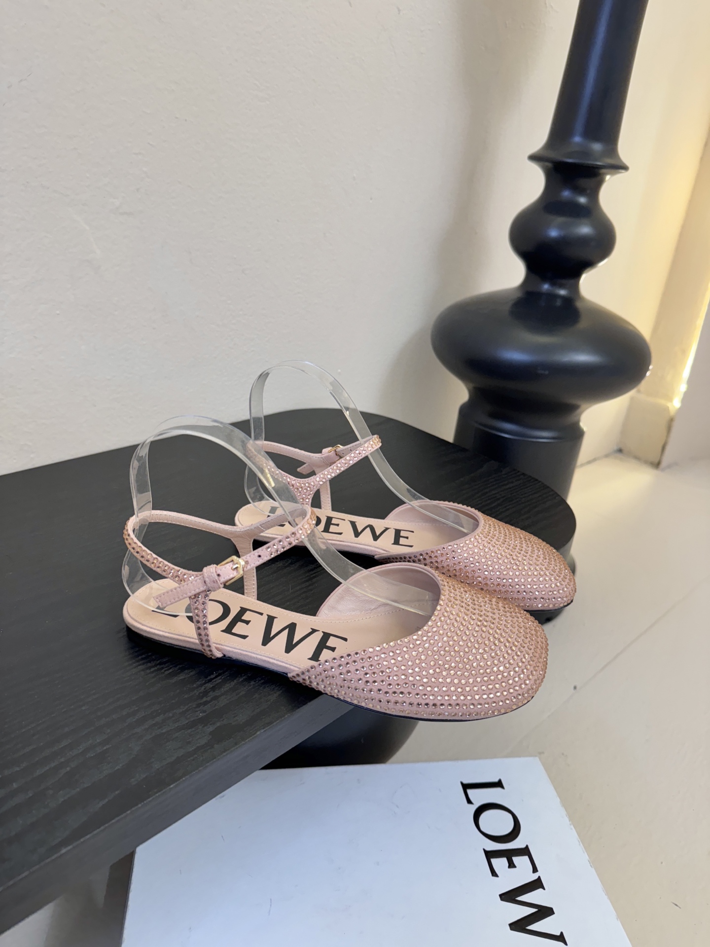 LOEWE罗意威 满钻玛丽珍凉鞋王炸组合！💎 冰蓝、黑粉、裸粉三色全配齐平底1cm+高跟8.5cm 不用