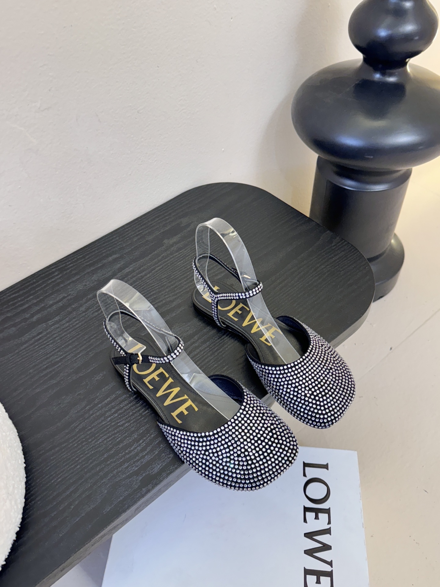 LOEWE罗意威 满钻玛丽珍凉鞋王炸组合！💎 冰蓝、黑粉、裸粉三色全配齐平底1cm+高跟8.5cm 不用