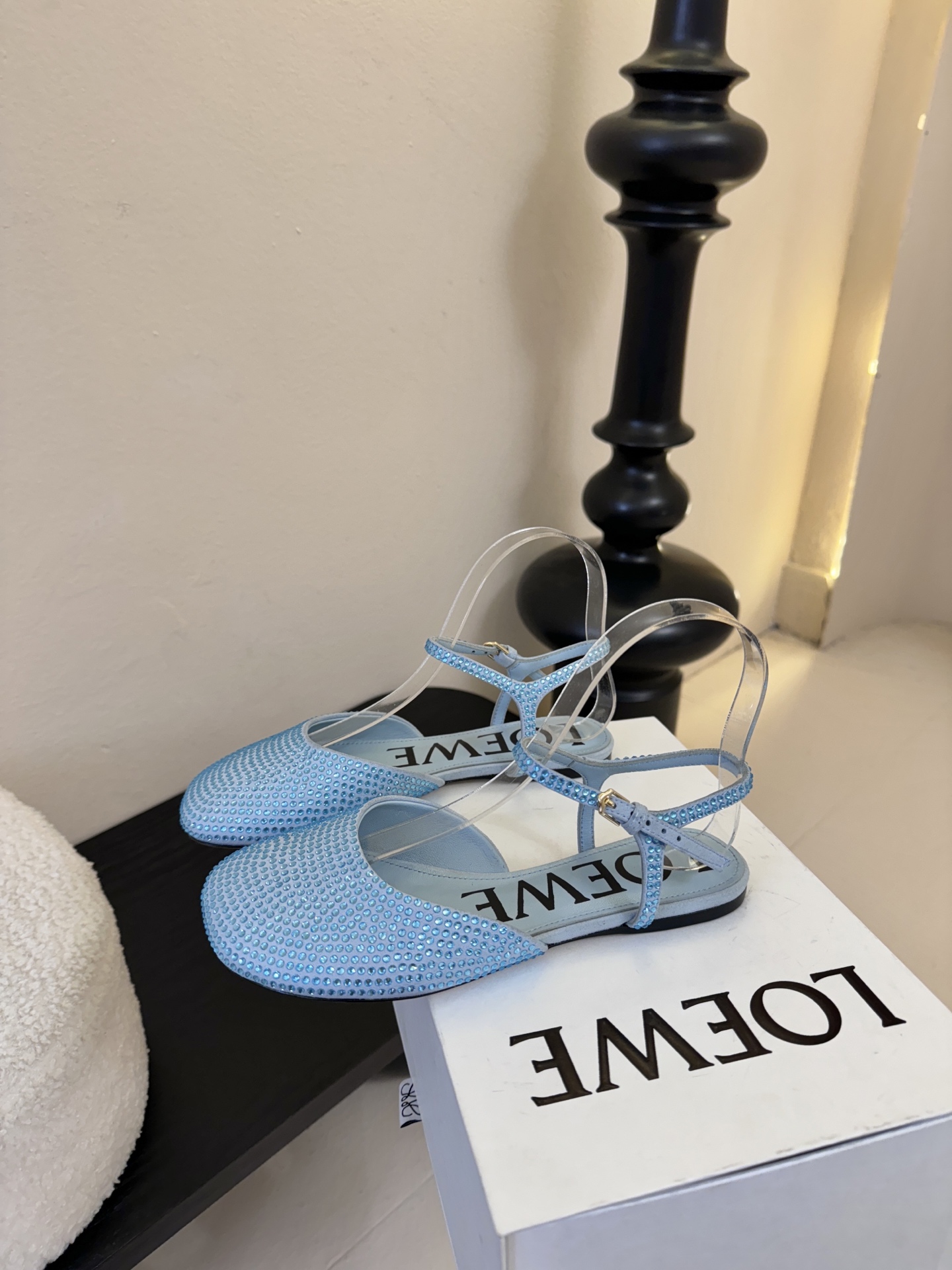LOEWE罗意威 满钻玛丽珍凉鞋王炸组合！💎 冰蓝、黑粉、裸粉三色全配齐平底1cm+高跟8.5cm 不用