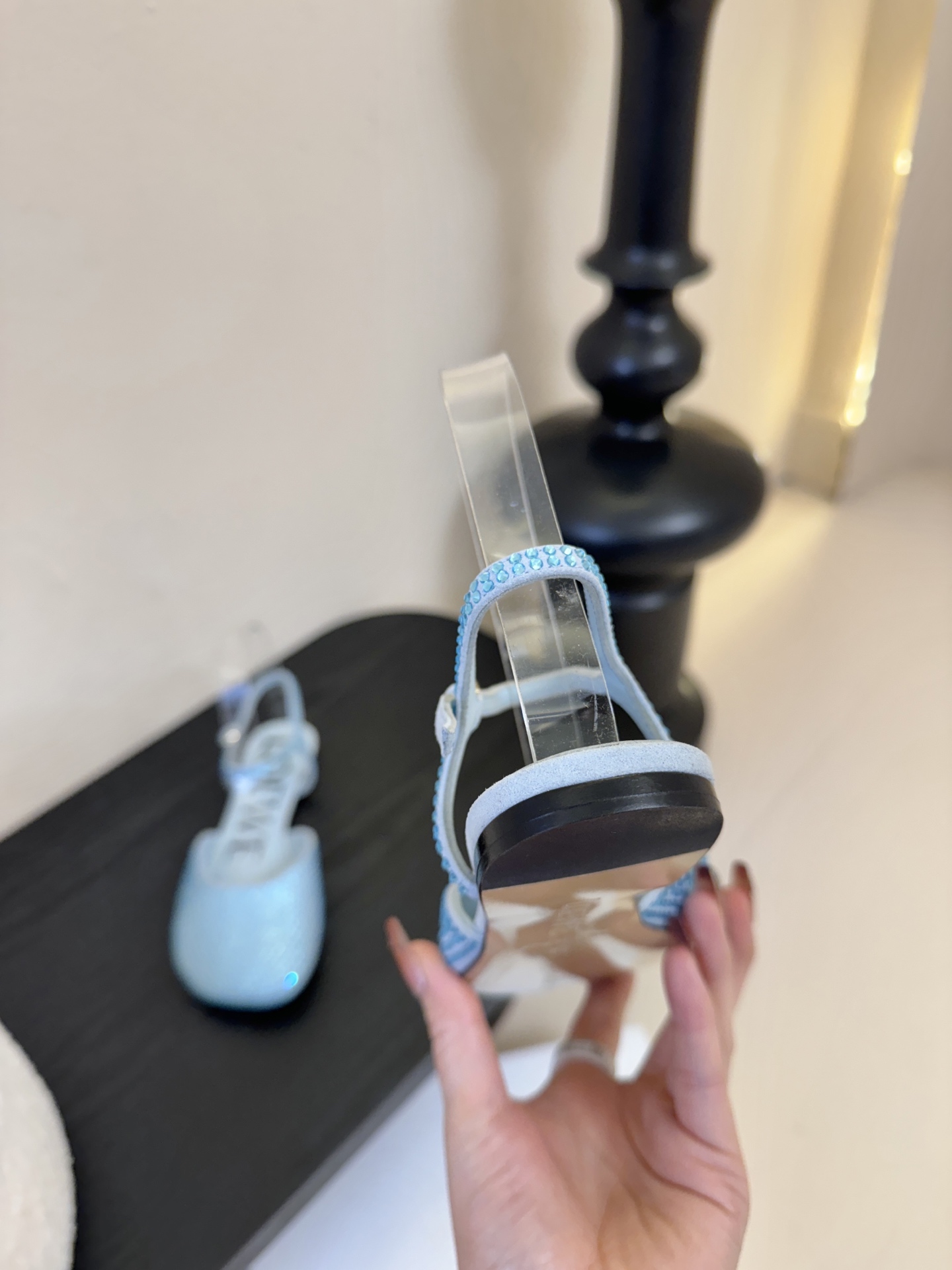 LOEWE罗意威 满钻玛丽珍凉鞋王炸组合！💎 冰蓝、黑粉、裸粉三色全配齐平底1cm+高跟8.5cm 不用