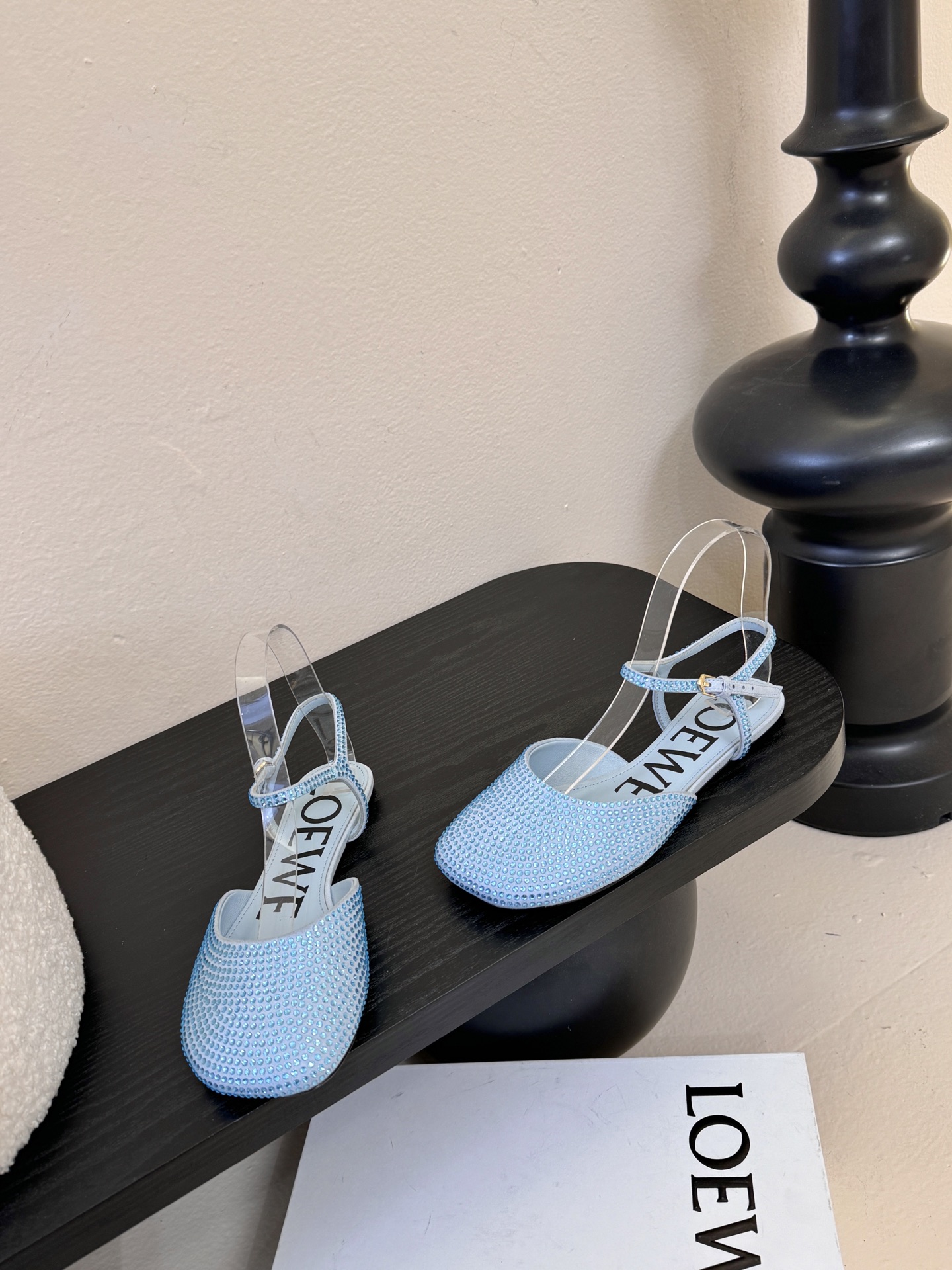 LOEWE罗意威 满钻玛丽珍凉鞋王炸组合！💎 冰蓝、黑粉、裸粉三色全配齐平底1cm+高跟8.5cm 不用
