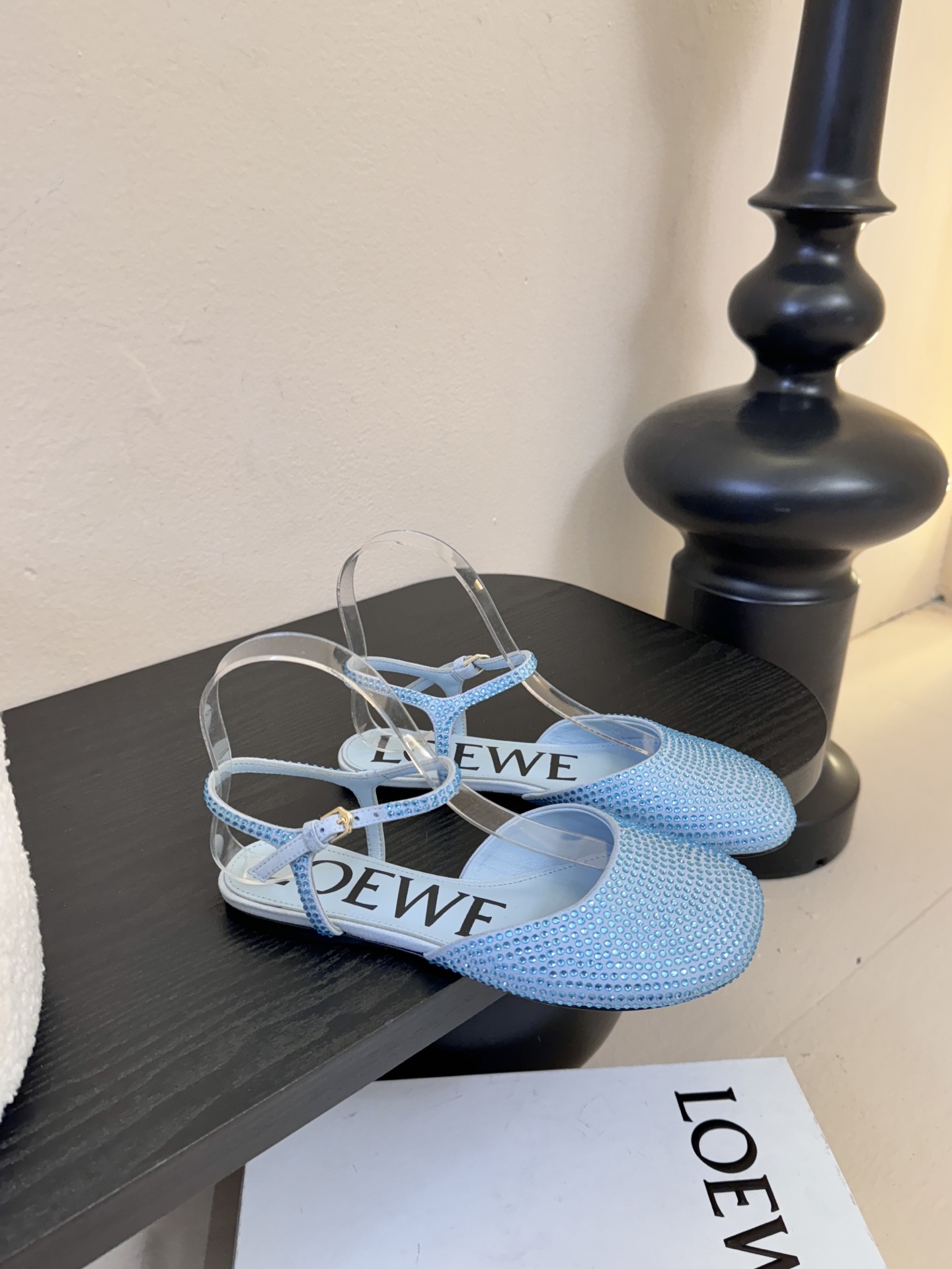 LOEWE罗意威 满钻玛丽珍凉鞋王炸组合！💎 冰蓝、黑粉、裸粉三色全配齐平底1cm+高跟8.5cm 不用