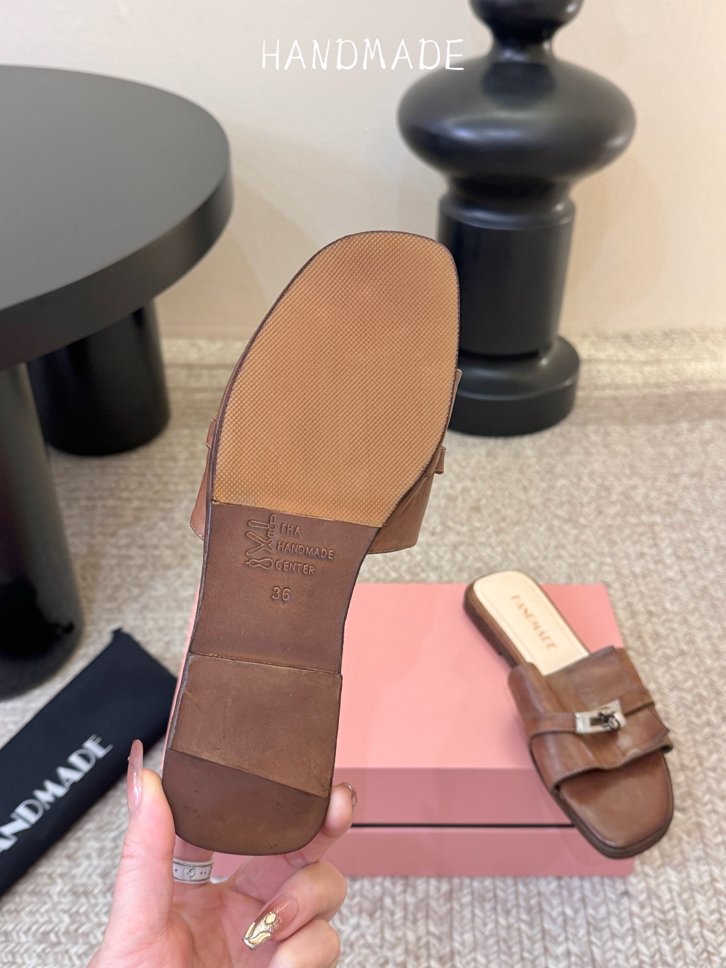 顶级HANDMADE独家新品最高版本买手代购1:1完美复刻 平底凉鞋单鞋原版开模真皮鞋底 原版套楦鞋型很