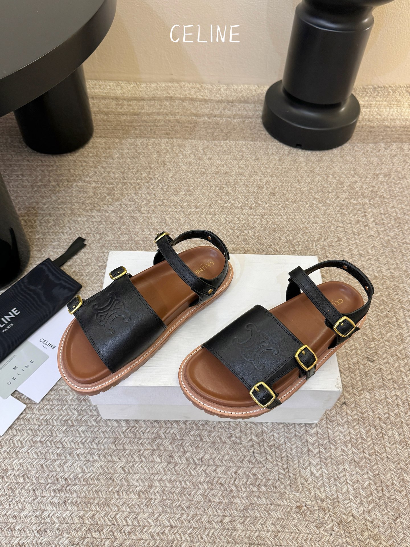 【CE*INE】*琳代级别 春夏新品凯旋门复古罗马凉鞋拖鞋 进出专柜无压力，重工版，拒绝一眼假low货 