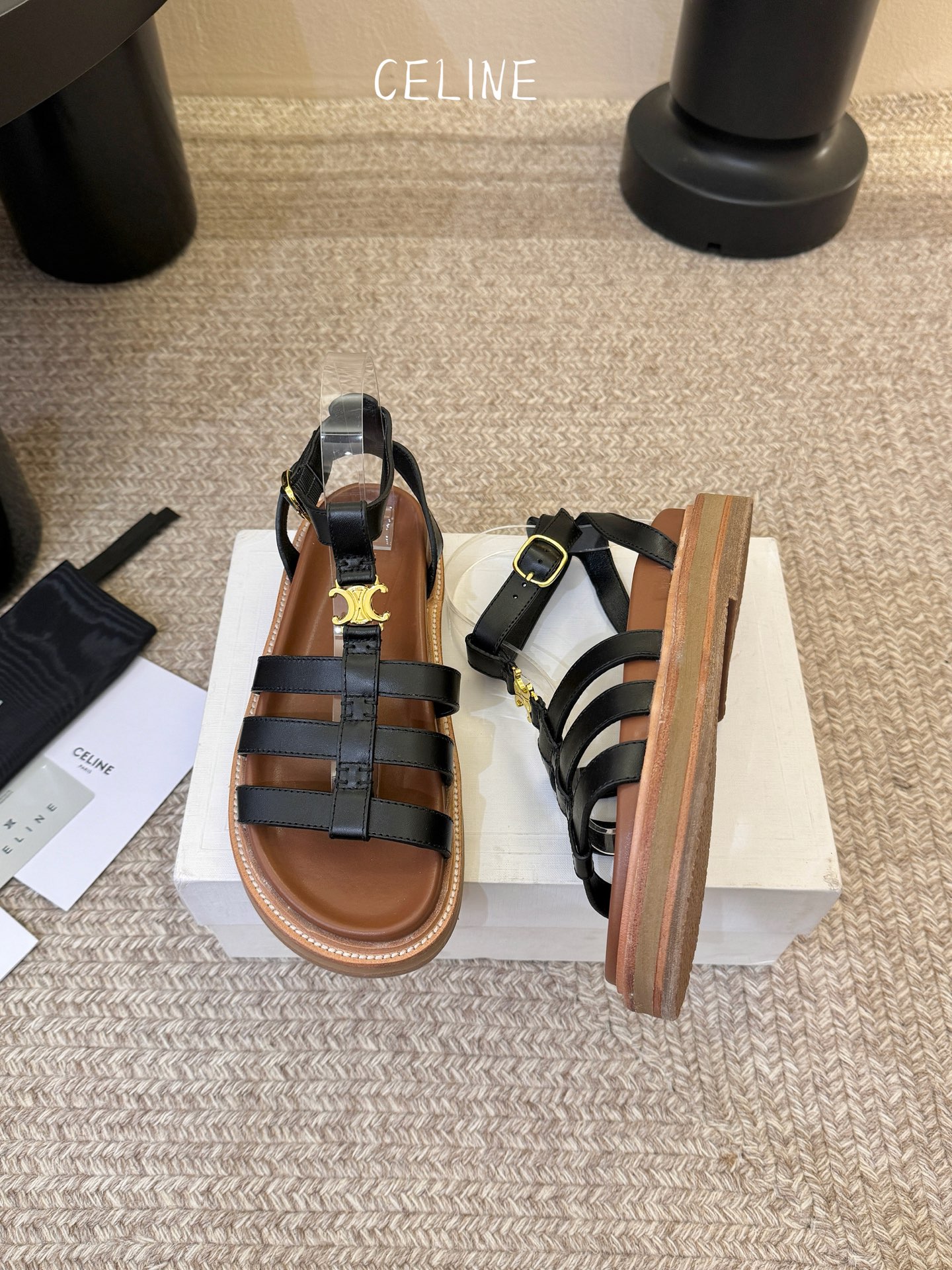 【CE*INE】*琳代级别 春夏新品凯旋门复古罗马凉鞋拖鞋 进出专柜无压力，重工版，拒绝一眼假low货 
