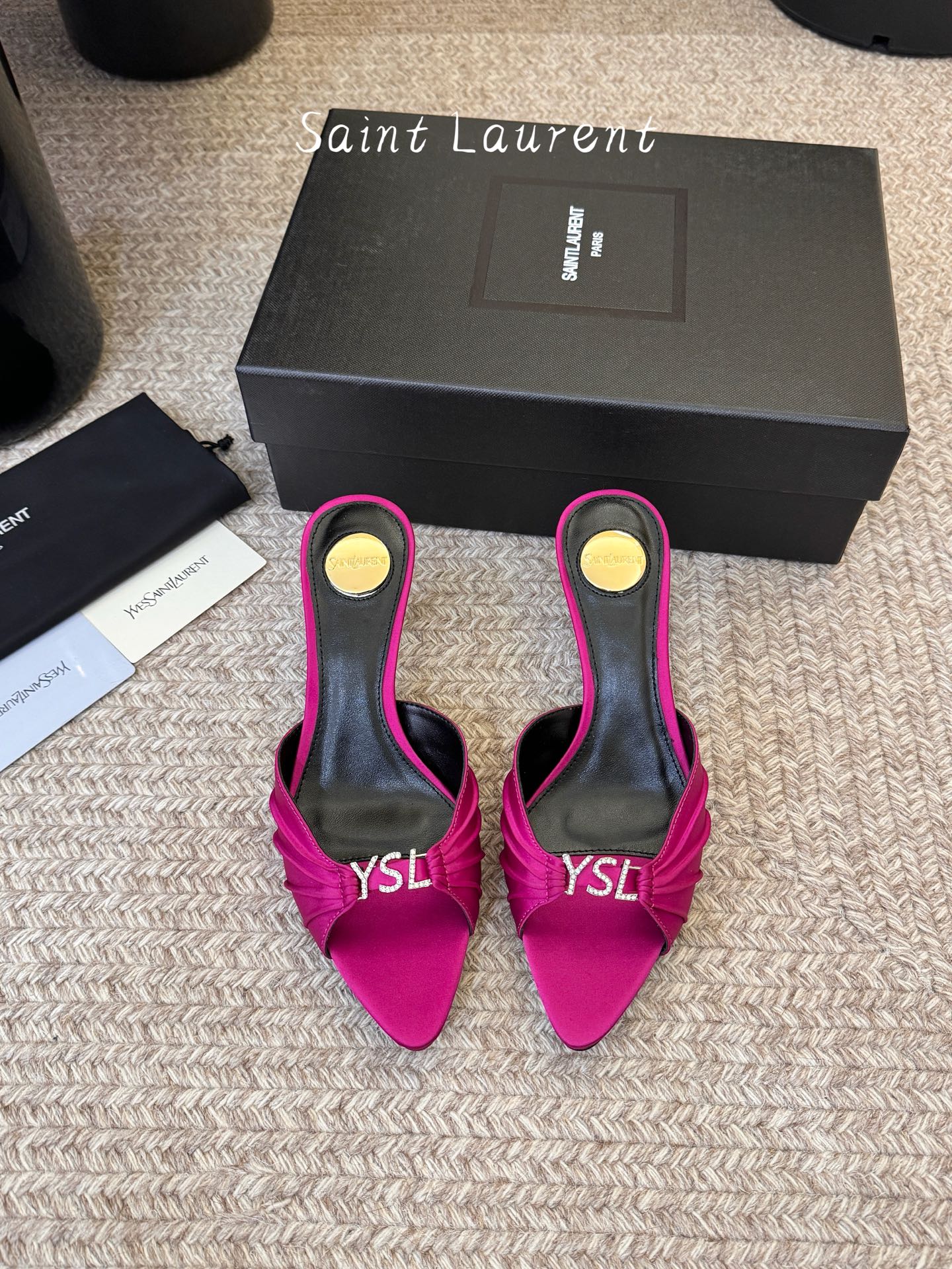 圣罗兰Saint Lauren* ss新YSL Logo小跟鞋拖Ysl走秀款高跟鞋 各种小裙子搭配起来 