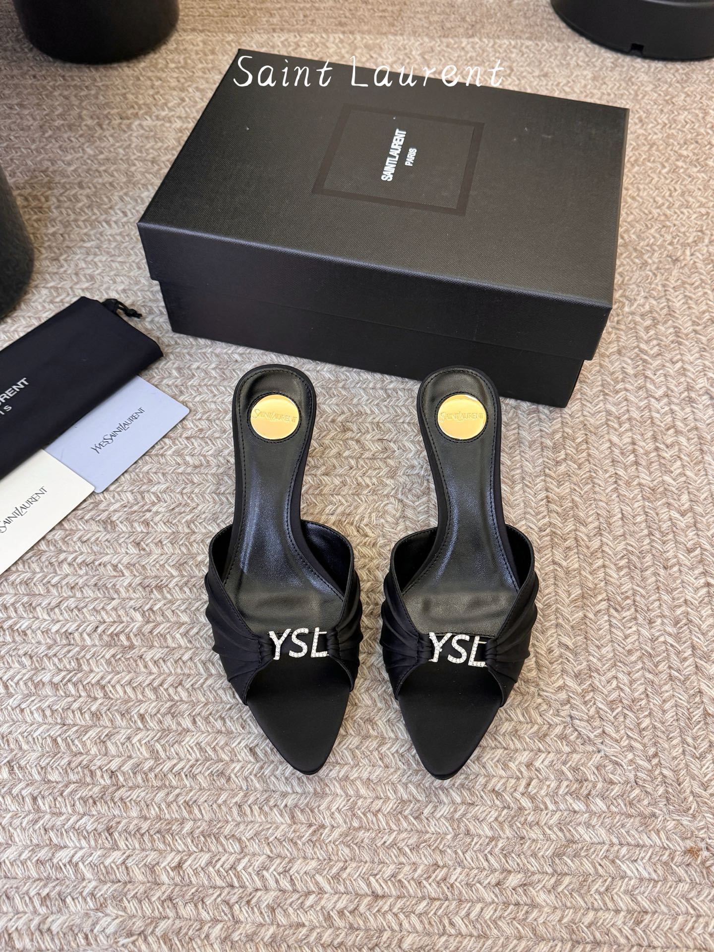 圣罗兰Saint Lauren* ss新YSL Logo小跟鞋拖Ysl走秀款高跟鞋 各种小裙子搭配起来 