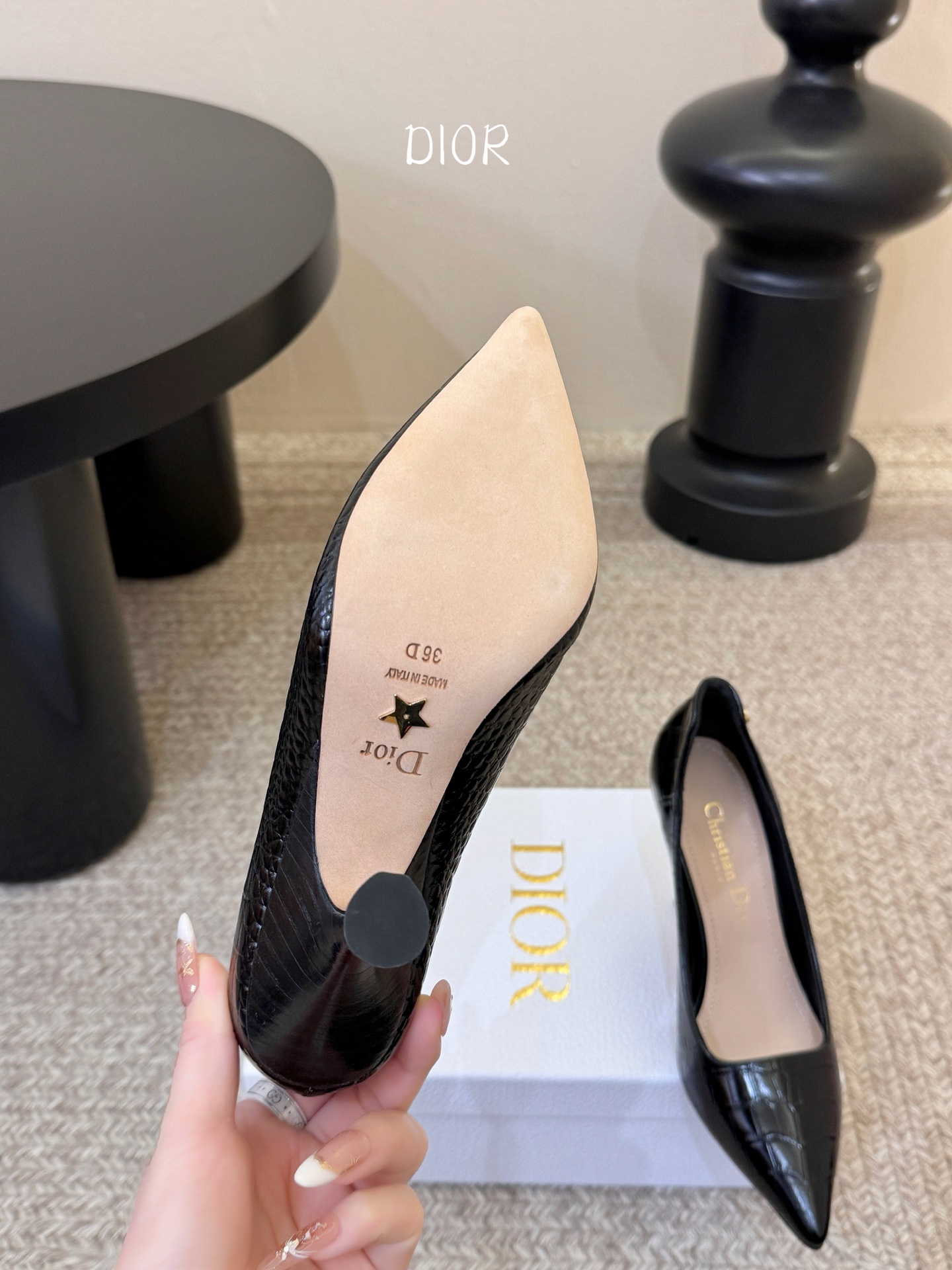 Dio* 26ss 春夏新款 迪奥 尖头高跟鞋 单鞋 Christian Dior Paris 标志，富