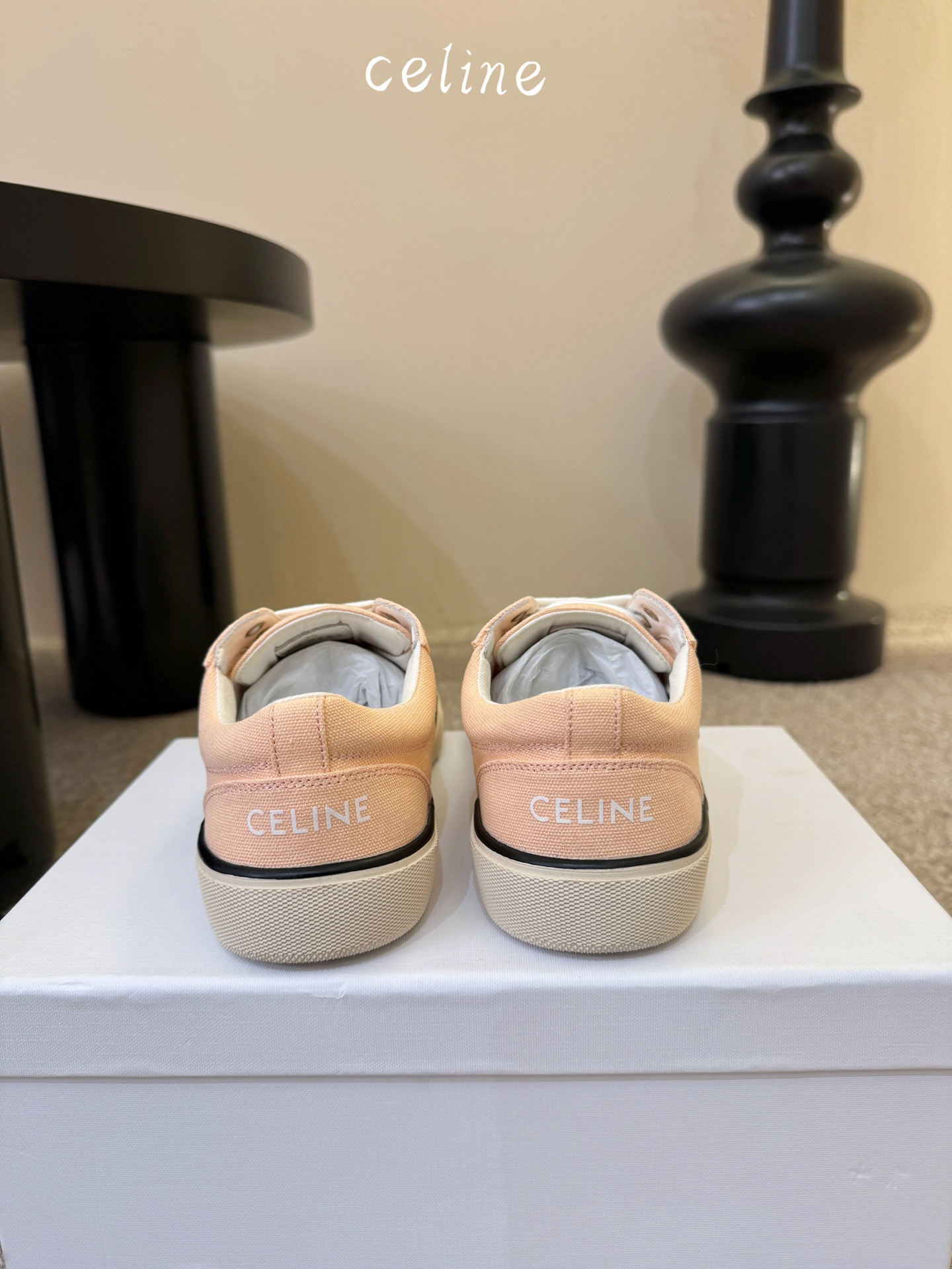 CELIN* 低帮凯旋门帆布鞋鞋后帮和侧面压印CELINE标志厚底面包鞋2025春夏新款女凯旋门徽标系带