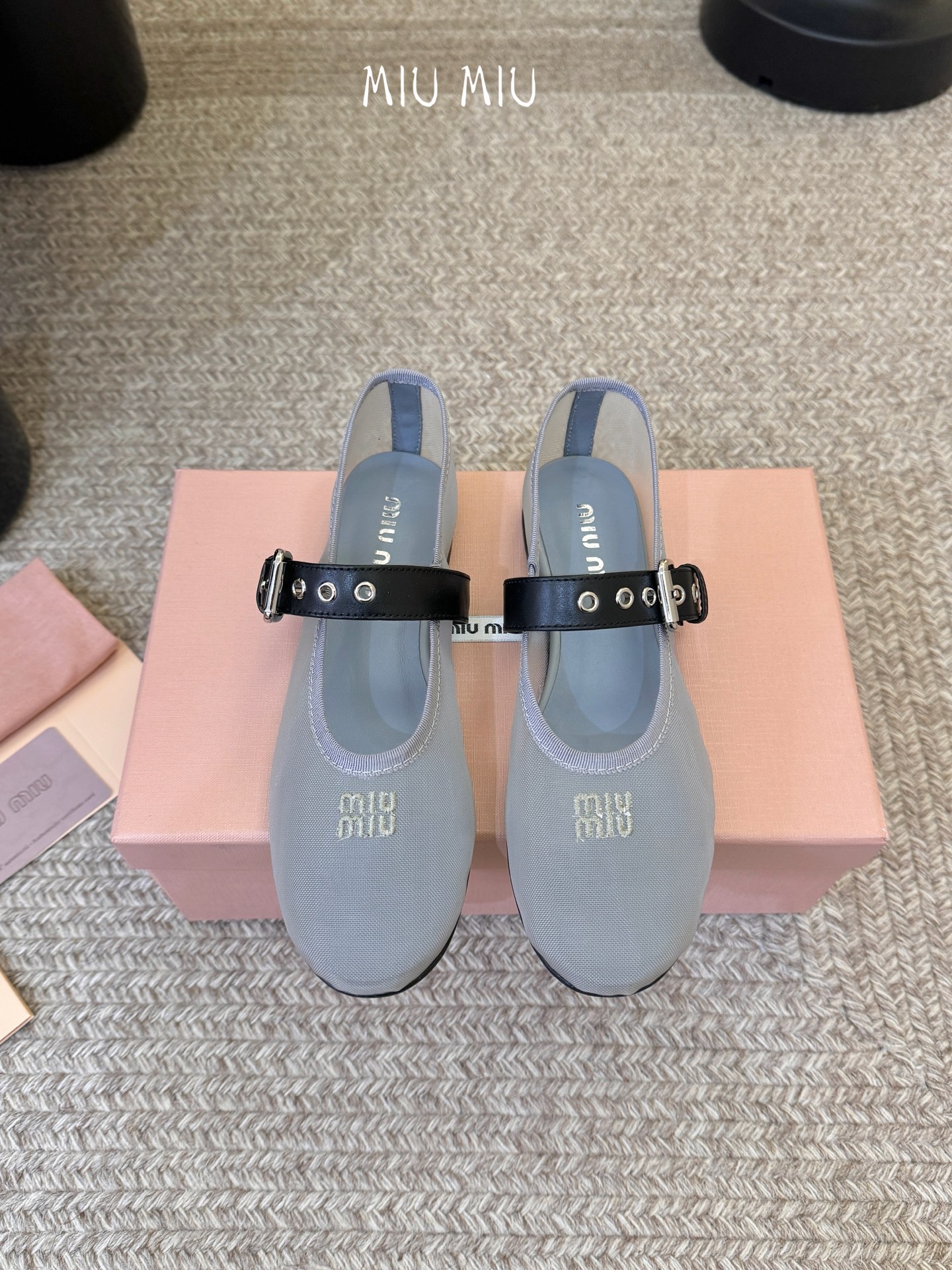 Miu Miu 镂空编织芭蕾鞋单鞋缪缪女士蝴蝶结装饰缎面芭蕾舞平底鞋独家高版 Miu Mi*春夏芭蕾网纱