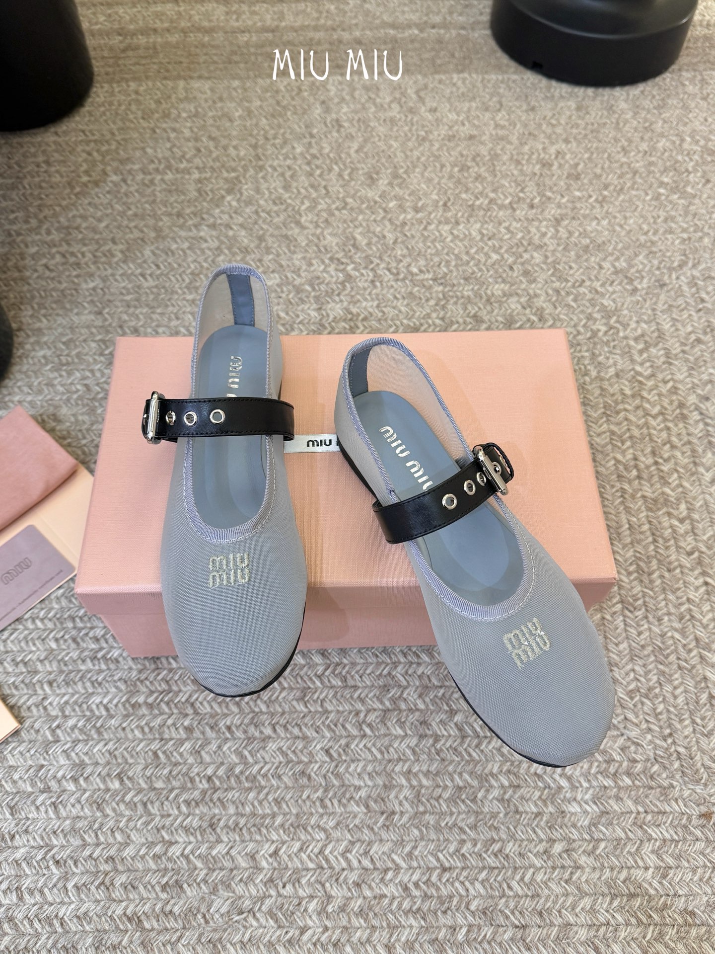 Miu Miu 镂空编织芭蕾鞋单鞋缪缪女士蝴蝶结装饰缎面芭蕾舞平底鞋独家高版 Miu Mi*春夏芭蕾网纱