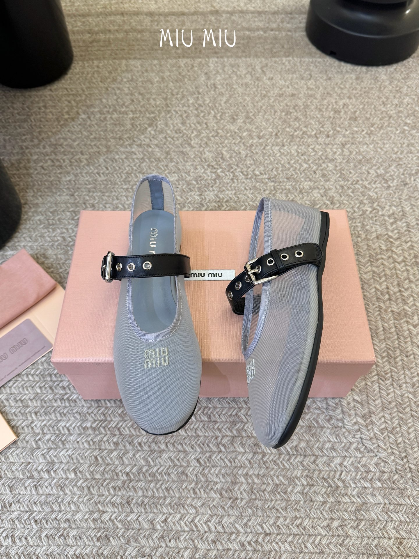 Miu Miu 镂空编织芭蕾鞋单鞋缪缪女士蝴蝶结装饰缎面芭蕾舞平底鞋独家高版 Miu Mi*春夏芭蕾网纱