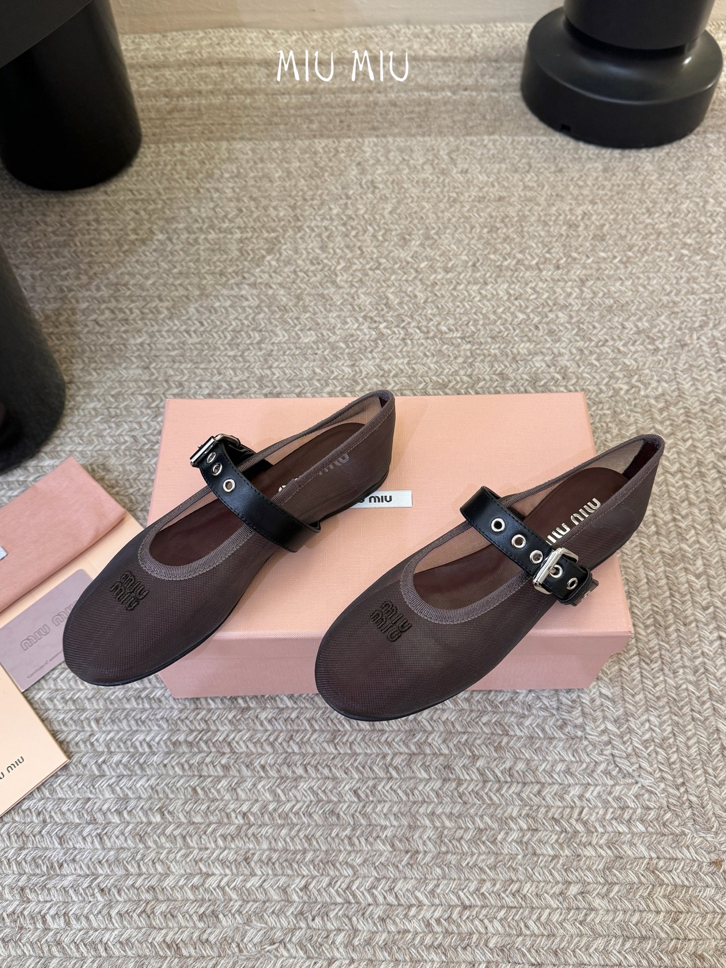 Miu Miu 镂空编织芭蕾鞋单鞋缪缪女士蝴蝶结装饰缎面芭蕾舞平底鞋独家高版 Miu Mi*春夏芭蕾网纱