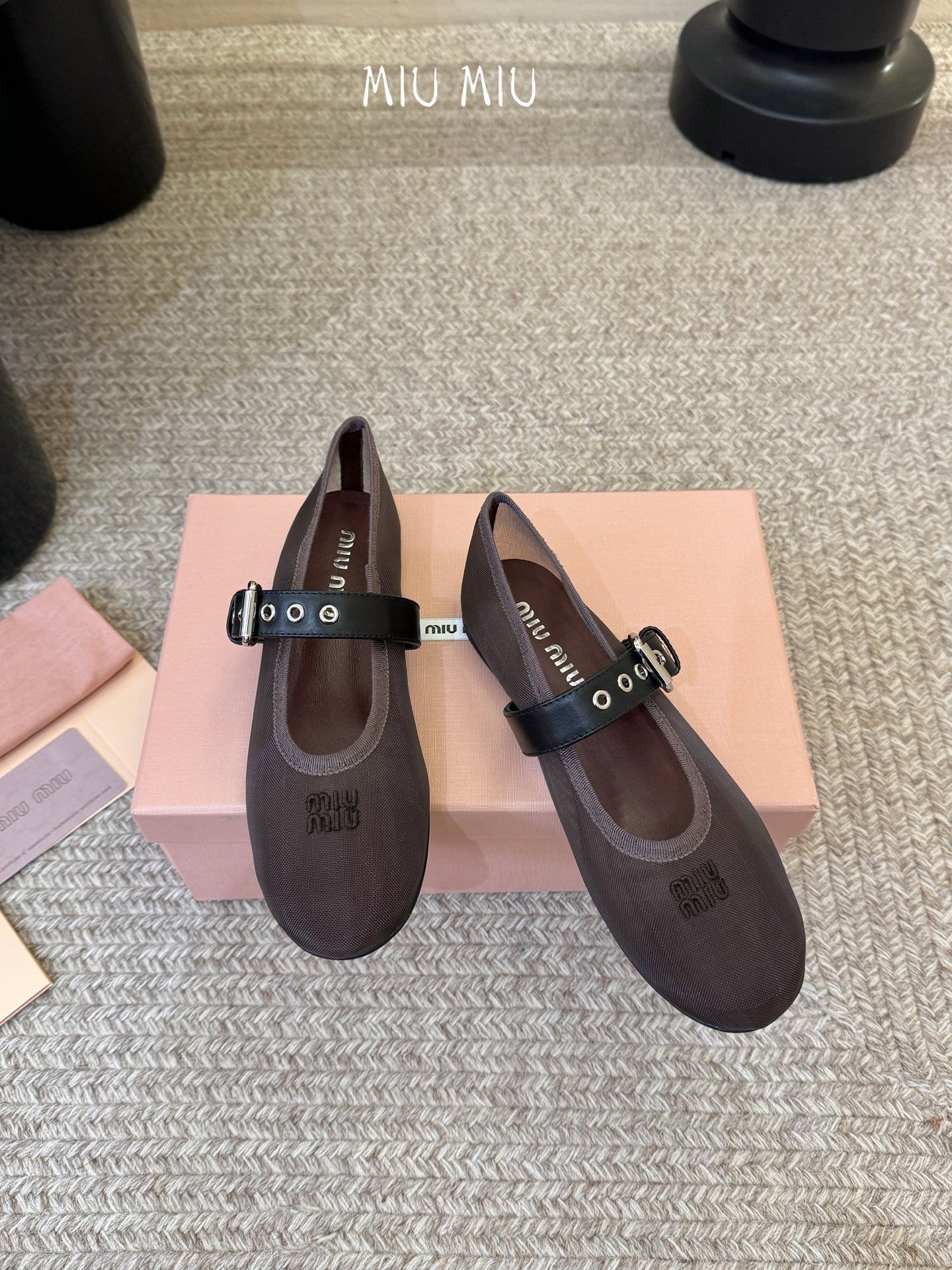 Miu Miu 镂空编织芭蕾鞋单鞋缪缪女士蝴蝶结装饰缎面芭蕾舞平底鞋独家高版 Miu Mi*春夏芭蕾网纱