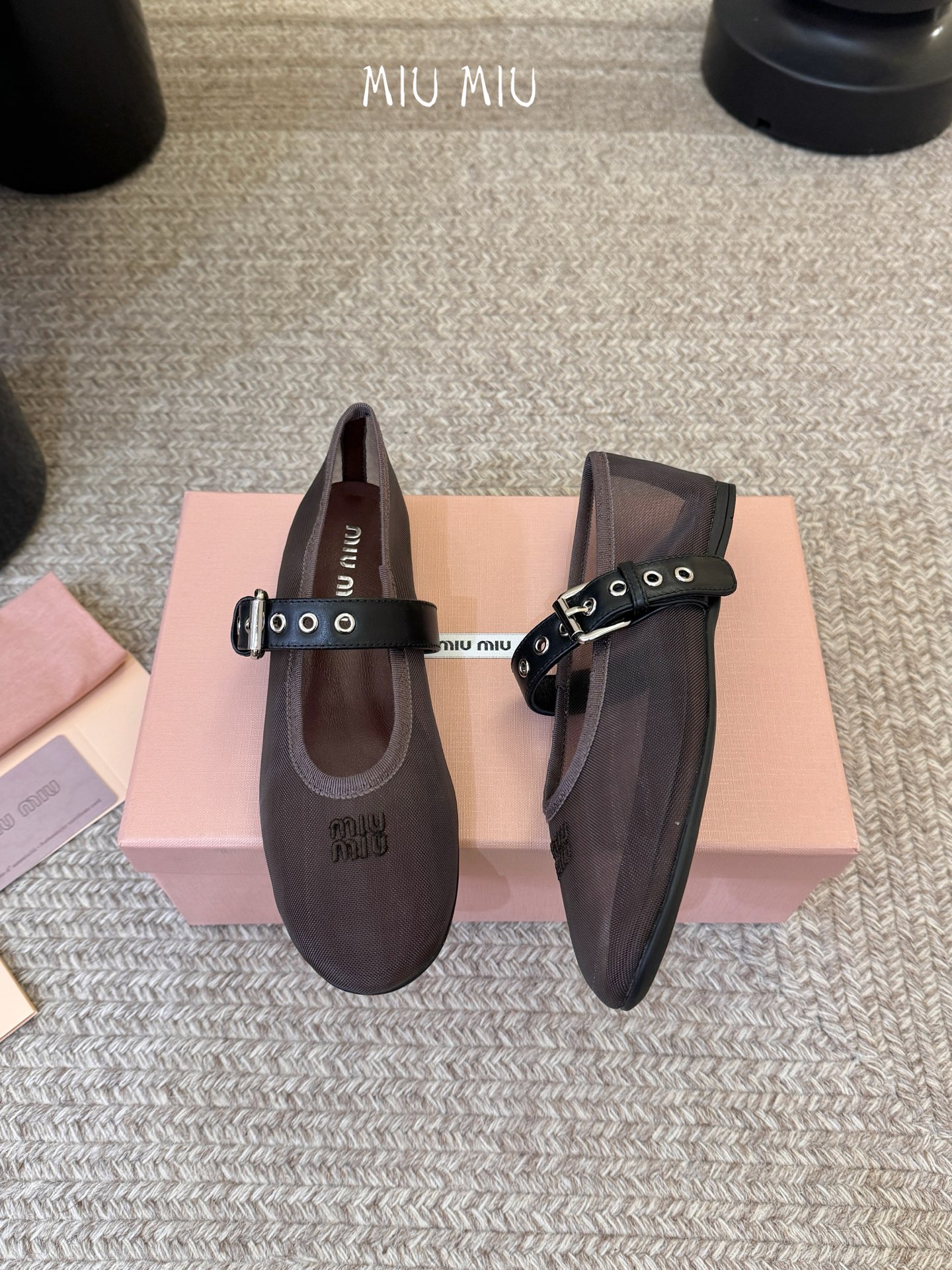 Miu Miu 镂空编织芭蕾鞋单鞋缪缪女士蝴蝶结装饰缎面芭蕾舞平底鞋独家高版 Miu Mi*春夏芭蕾网纱