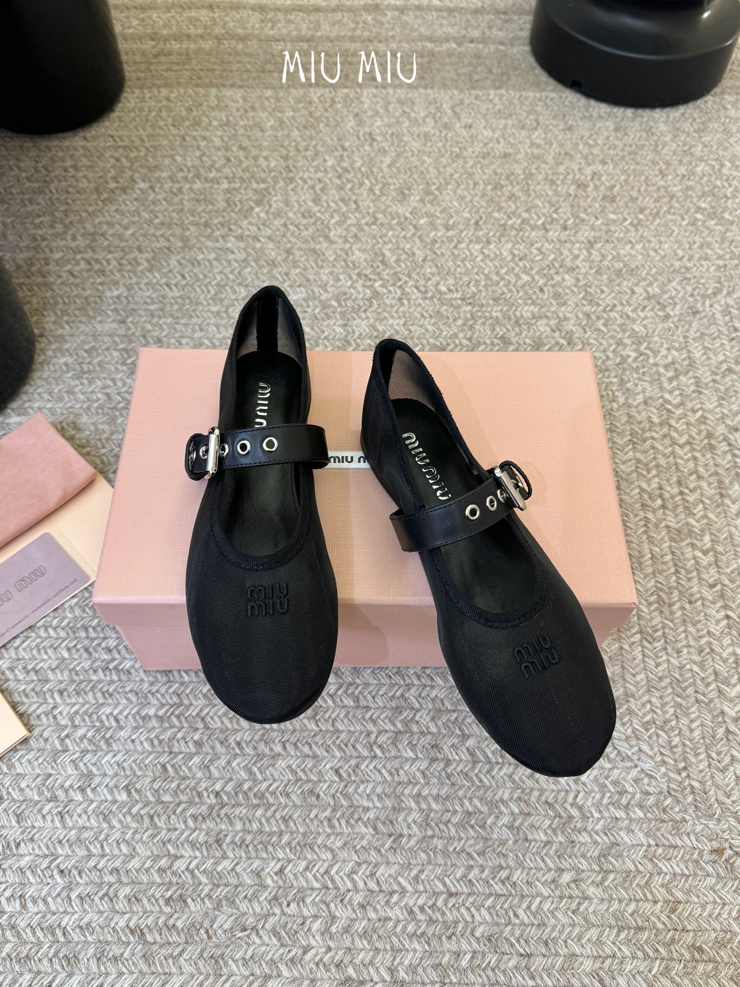 Miu Miu 镂空编织芭蕾鞋单鞋缪缪女士蝴蝶结装饰缎面芭蕾舞平底鞋独家高版 Miu Mi*春夏芭蕾网纱