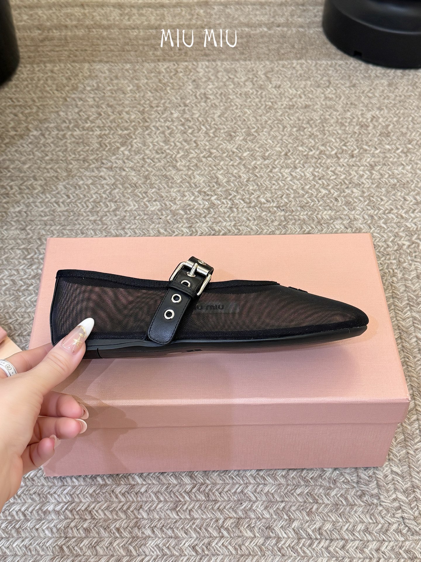 Miu Miu 镂空编织芭蕾鞋单鞋缪缪女士蝴蝶结装饰缎面芭蕾舞平底鞋独家高版 Miu Mi*春夏芭蕾网纱