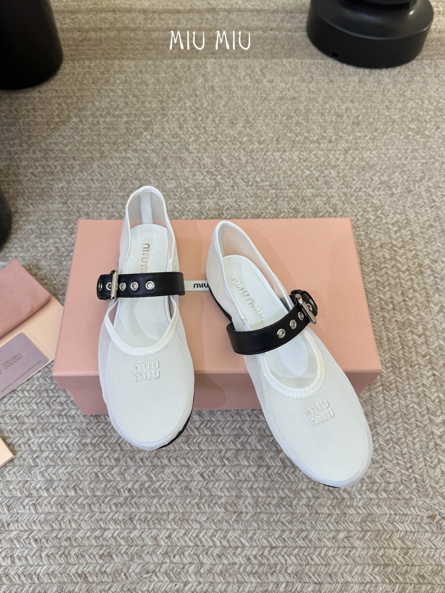 Miu Miu 镂空编织芭蕾鞋单鞋缪缪女士蝴蝶结装饰缎面芭蕾舞平底鞋独家高版 Miu Mi*春夏芭蕾网纱