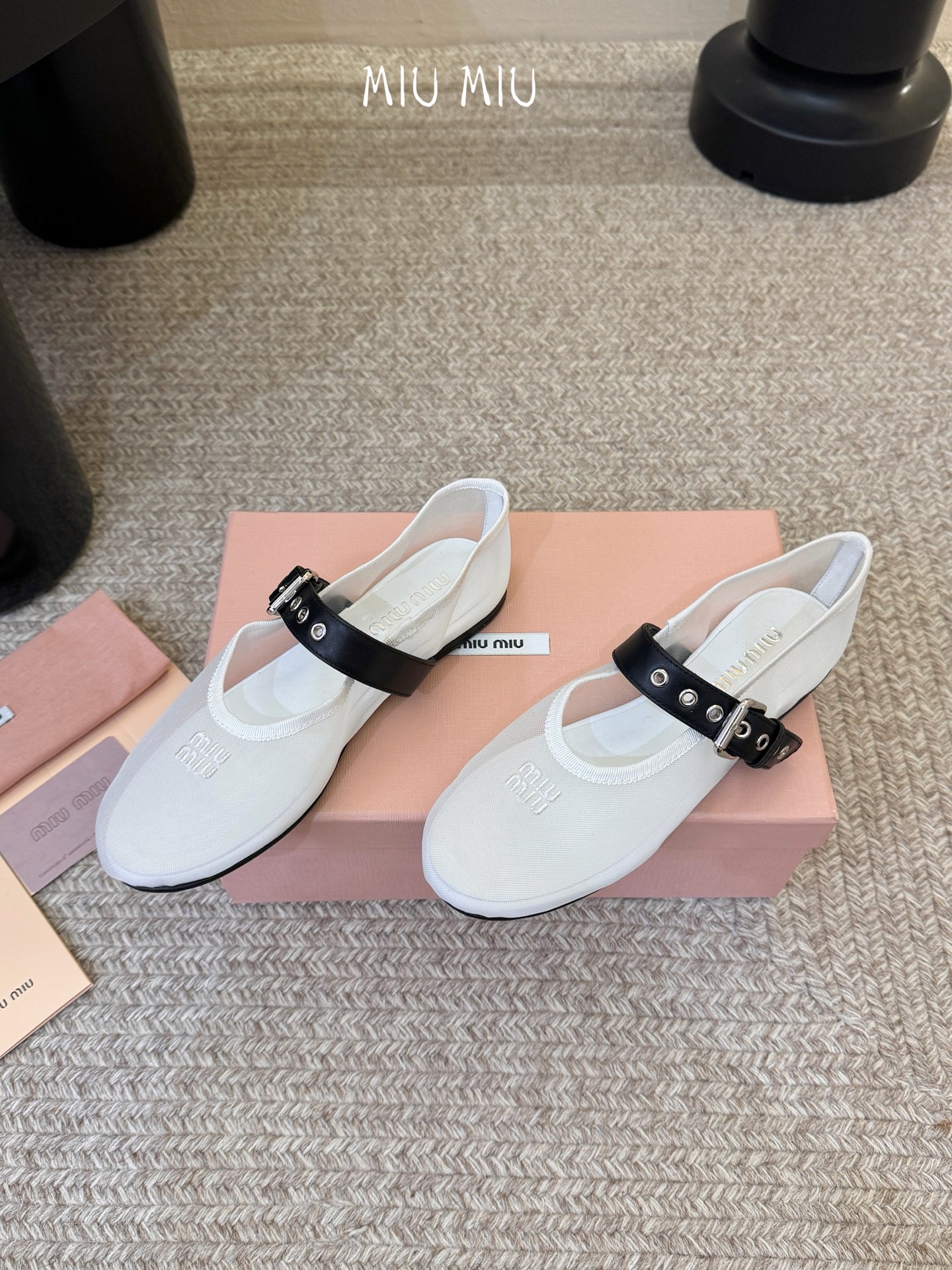 Miu Miu 镂空编织芭蕾鞋单鞋缪缪女士蝴蝶结装饰缎面芭蕾舞平底鞋独家高版 Miu Mi*春夏芭蕾网纱