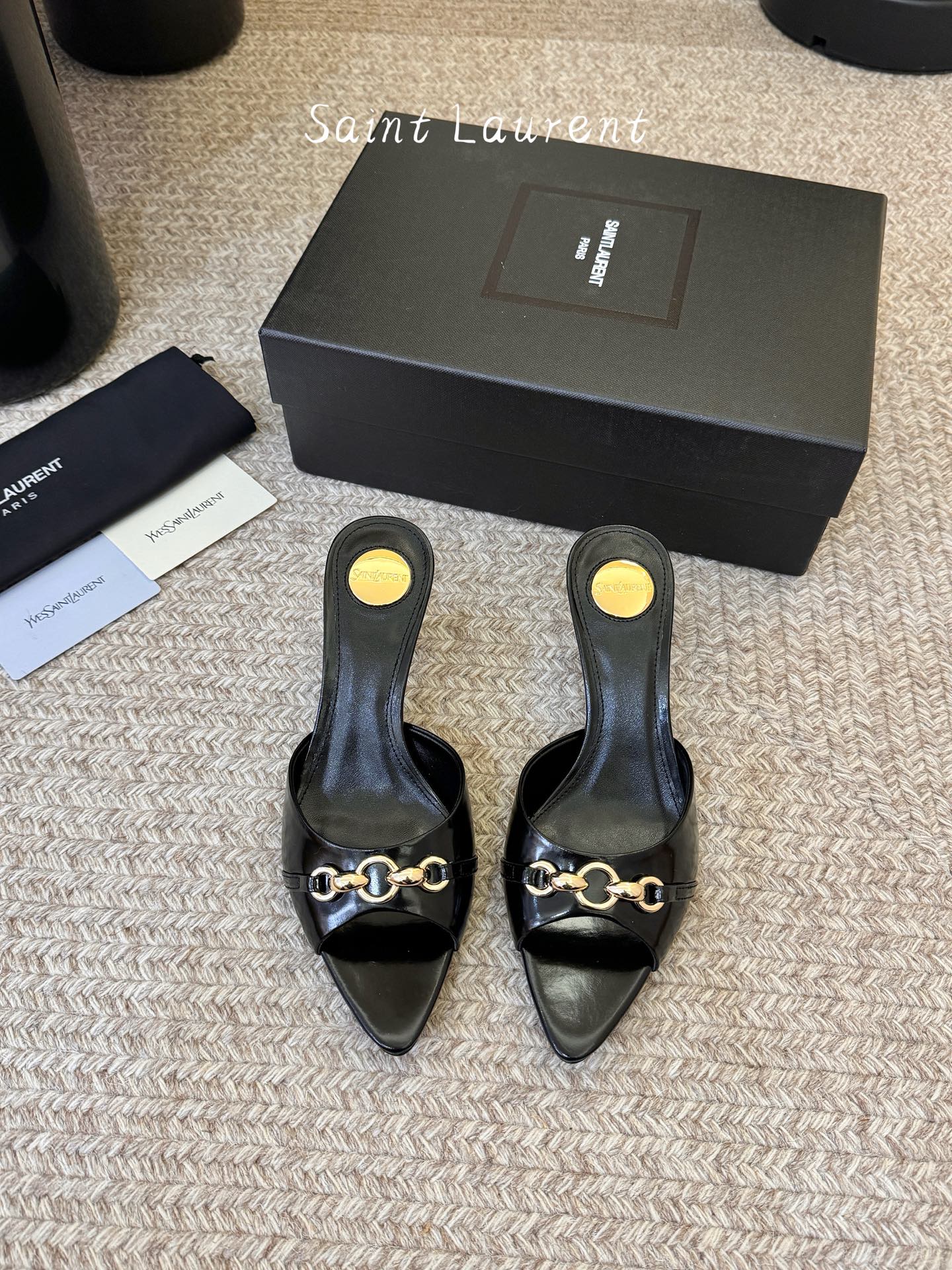 圣罗兰Saint Lauren* ss新YSL Logo小跟鞋拖Ysl走秀款高跟鞋 各种小裙子搭配起来 