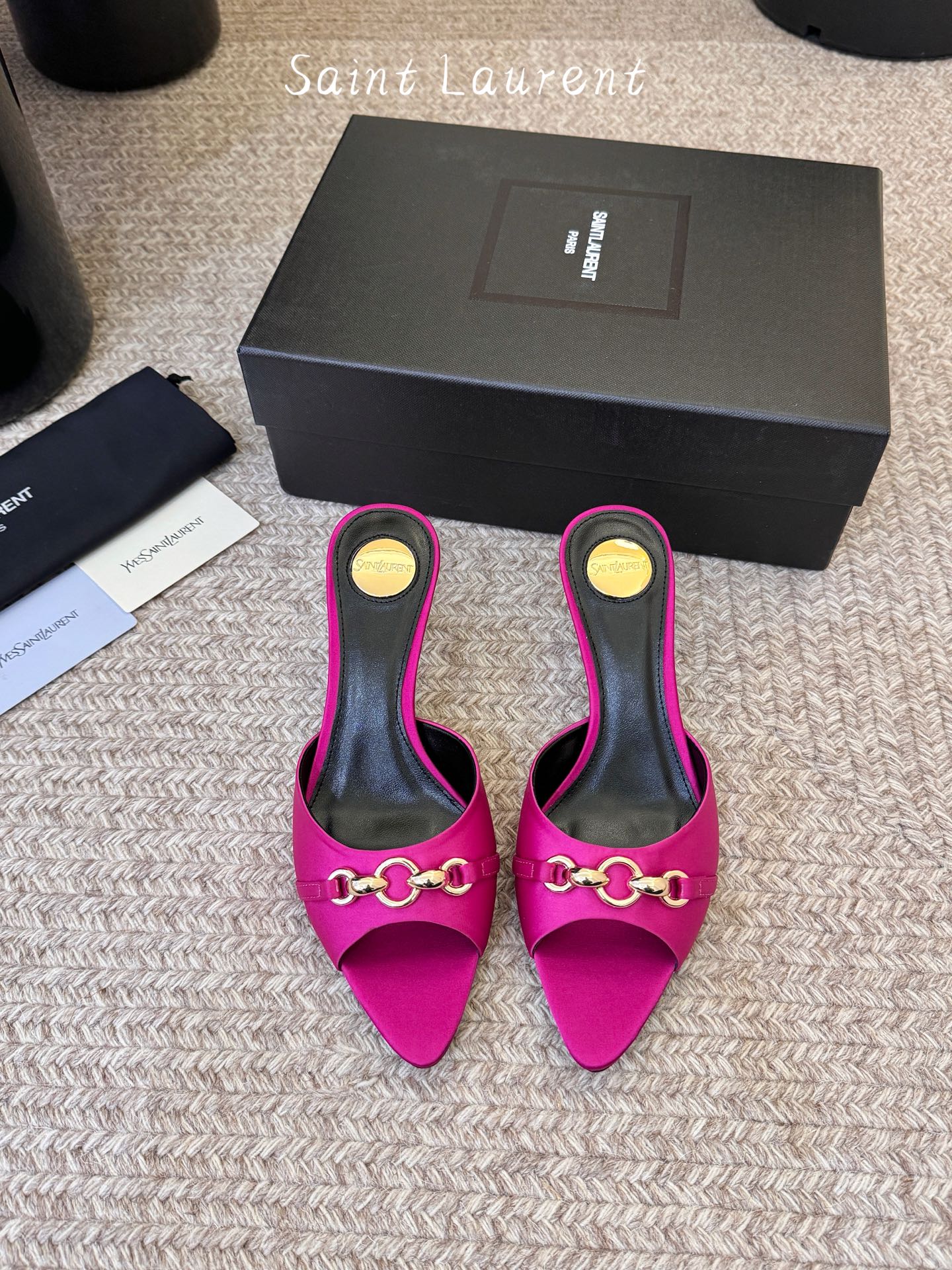 圣罗兰Saint Lauren* ss新YSL Logo小跟鞋拖Ysl走秀款高跟鞋 各种小裙子搭配起来 