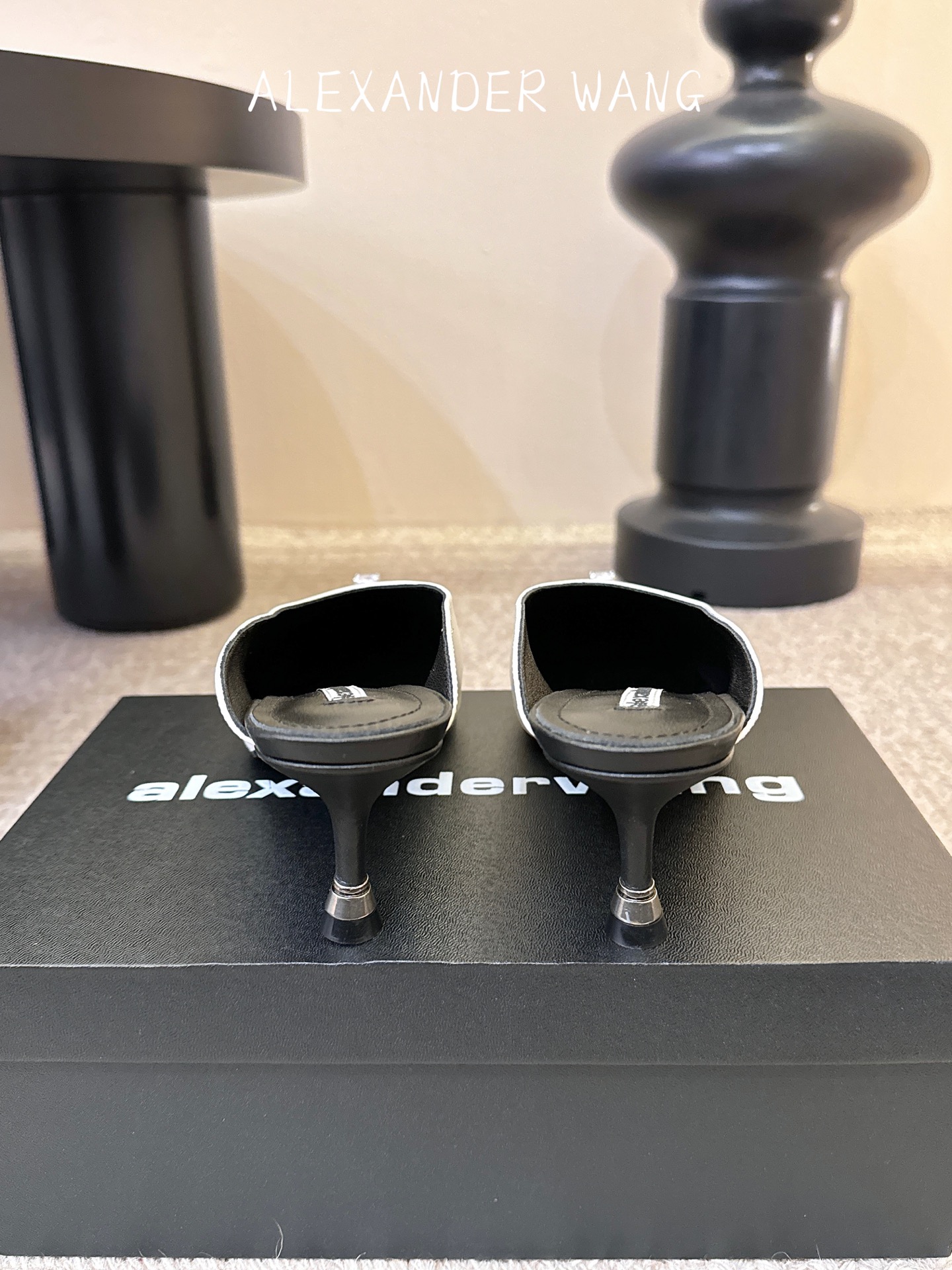 Alexander Wang亚历山大王 猫跟 半拖鞋原版1:1的材料 凹凸感带按摩的鞋垫配上注胶 Log