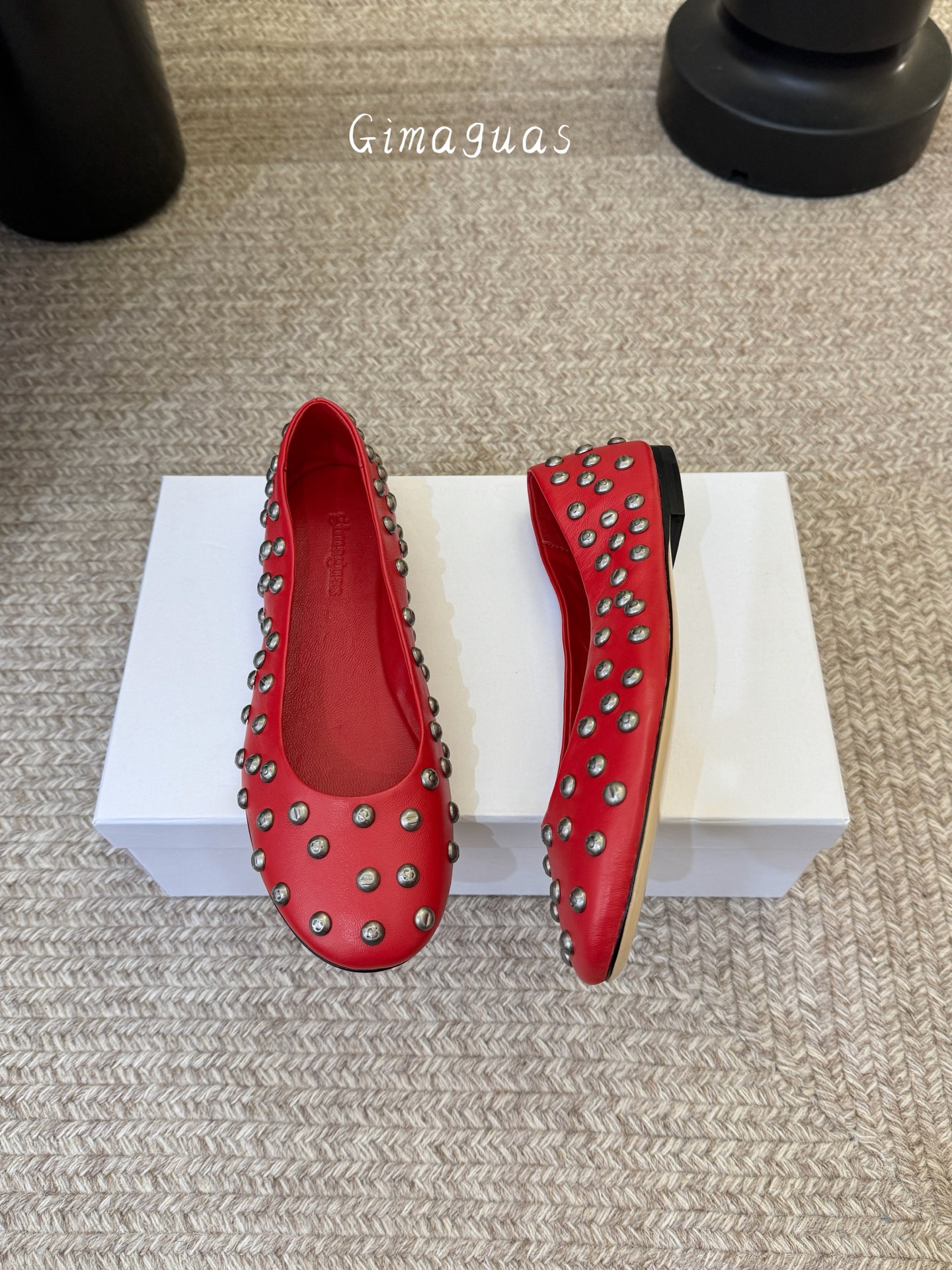 gimaguas小众铆钉单鞋可以暴走的芭蕾鞋完全不磨脚，不掉跟内外超柔软小羊皮意大利进口绒面真皮底尺码3
