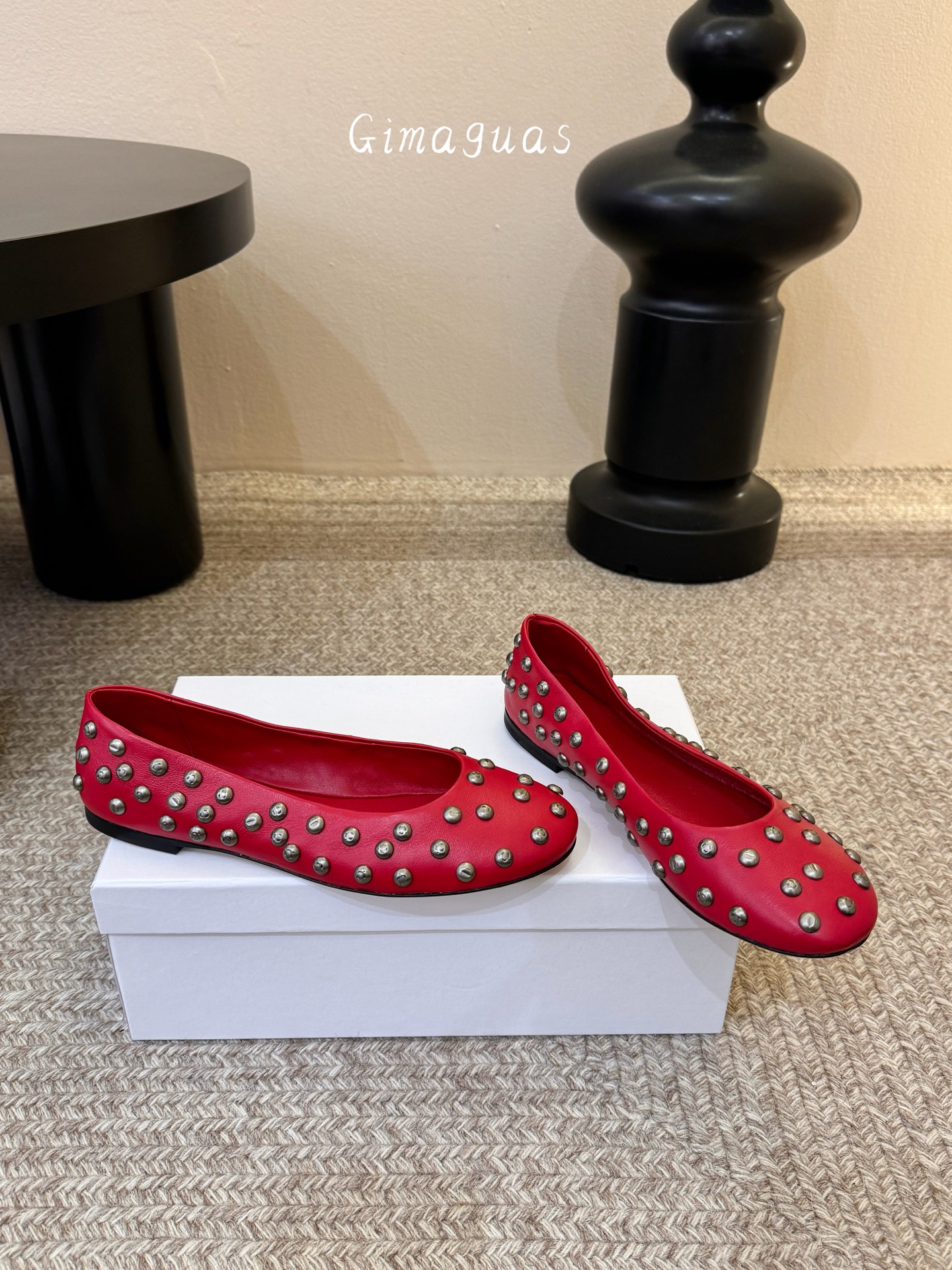 gimaguas小众铆钉单鞋可以暴走的芭蕾鞋完全不磨脚，不掉跟内外超柔软小羊皮意大利进口绒面真皮底尺码3