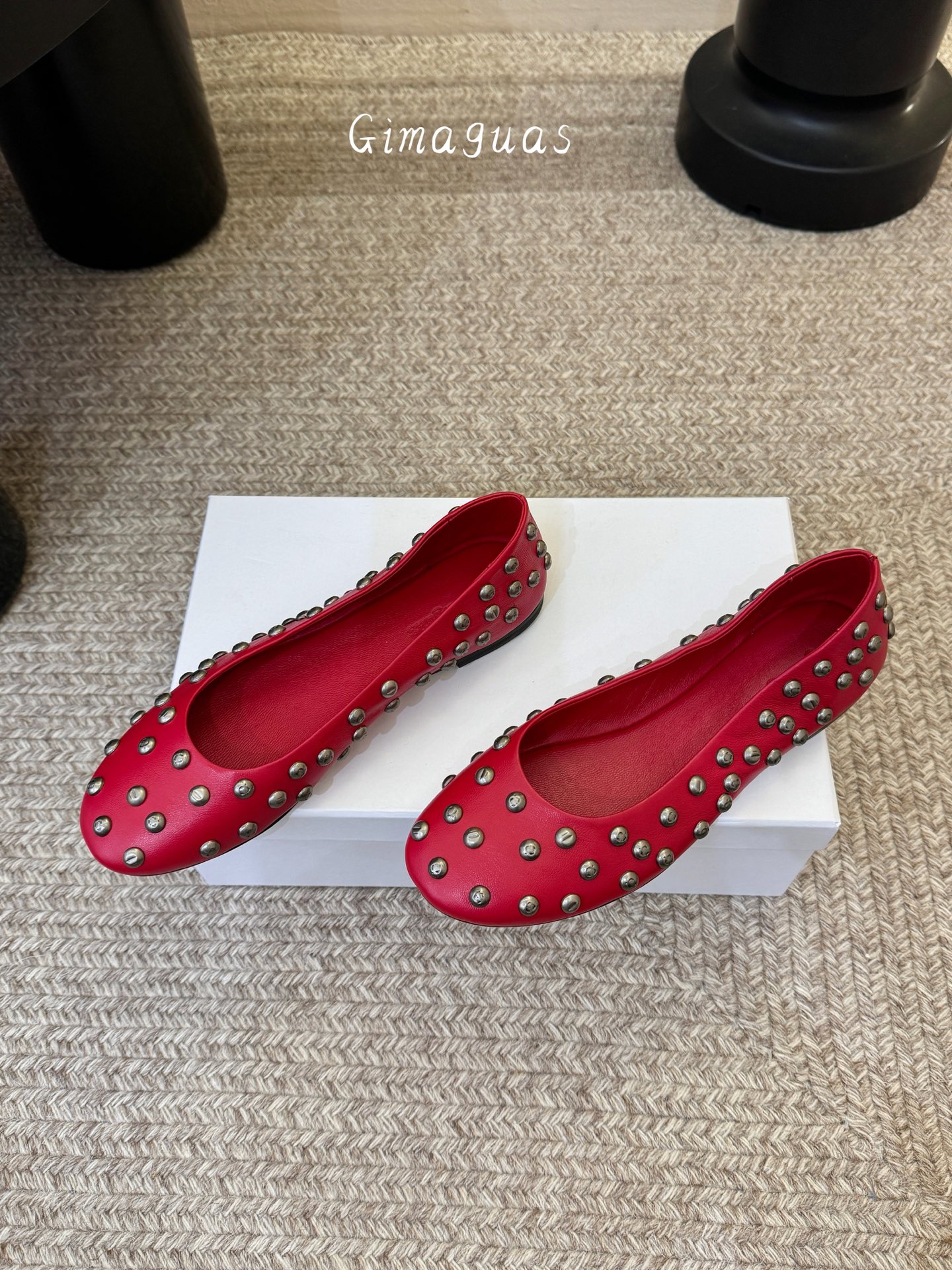 gimaguas小众铆钉单鞋可以暴走的芭蕾鞋完全不磨脚，不掉跟内外超柔软小羊皮意大利进口绒面真皮底尺码3