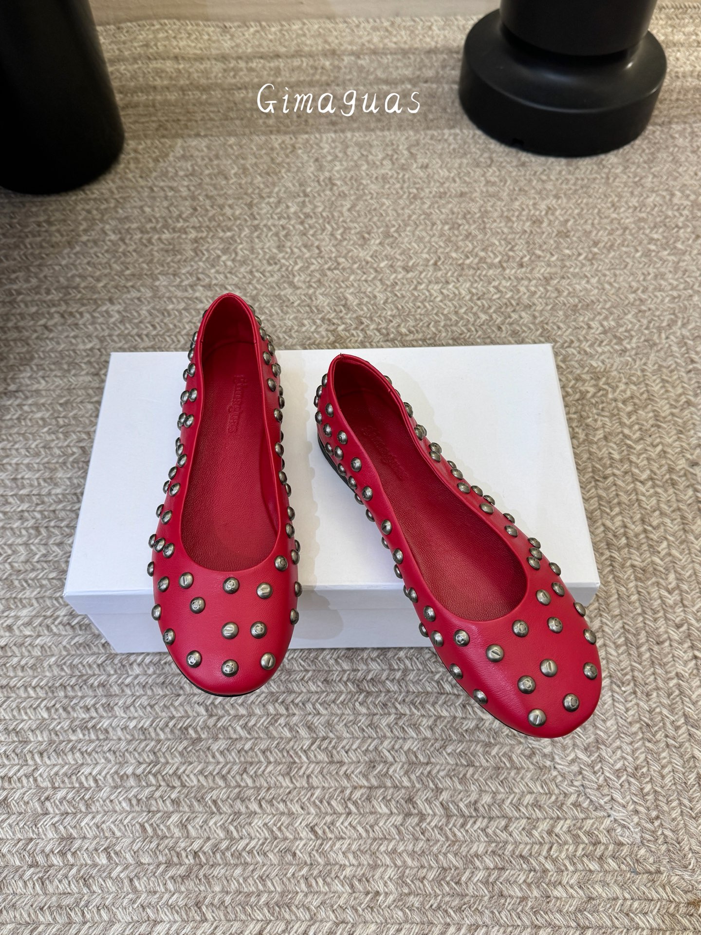 gimaguas小众铆钉单鞋可以暴走的芭蕾鞋完全不磨脚，不掉跟内外超柔软小羊皮意大利进口绒面真皮底尺码3