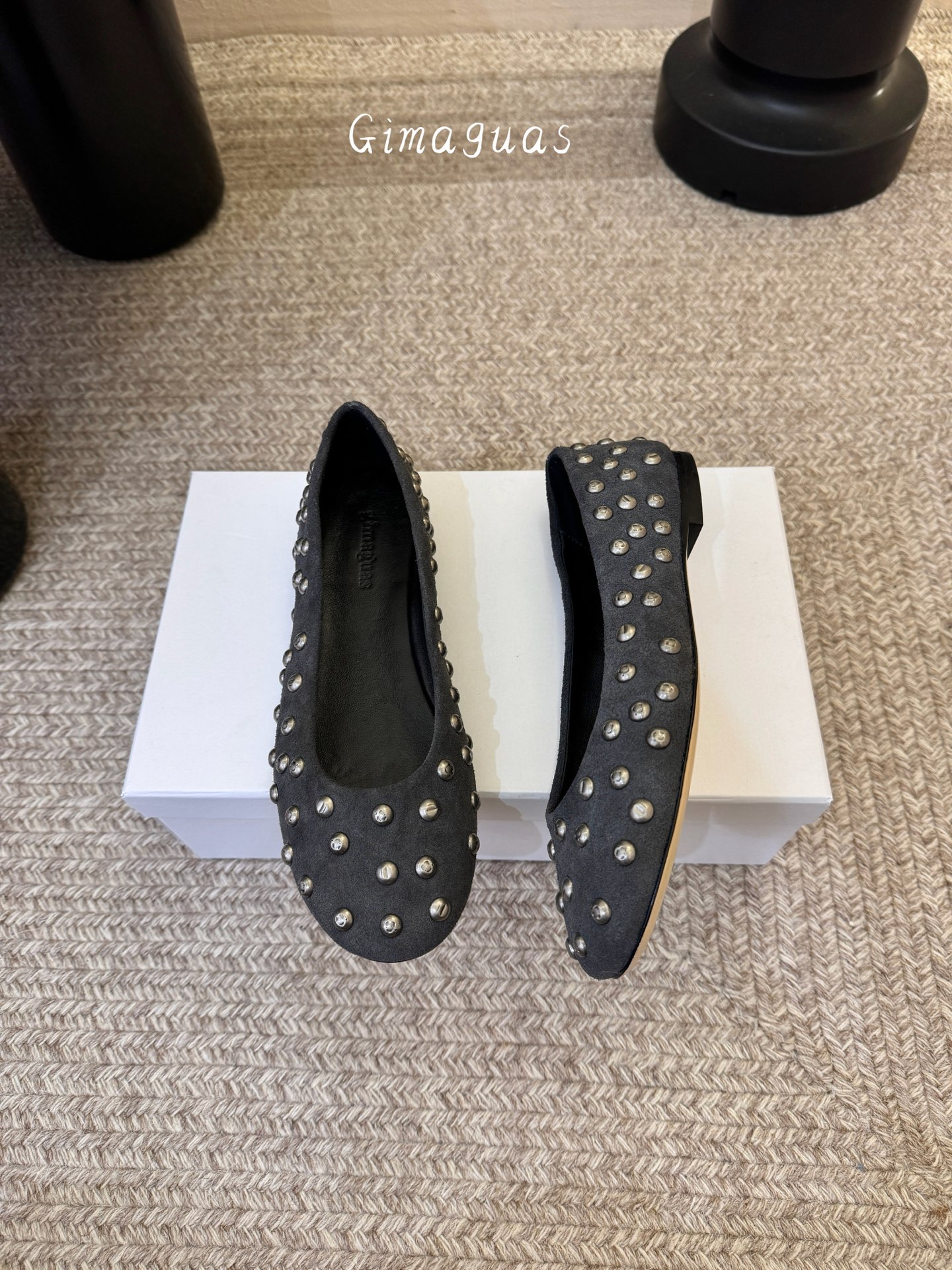 gimaguas小众铆钉单鞋可以暴走的芭蕾鞋完全不磨脚，不掉跟内外超柔软小羊皮意大利进口绒面真皮底尺码3