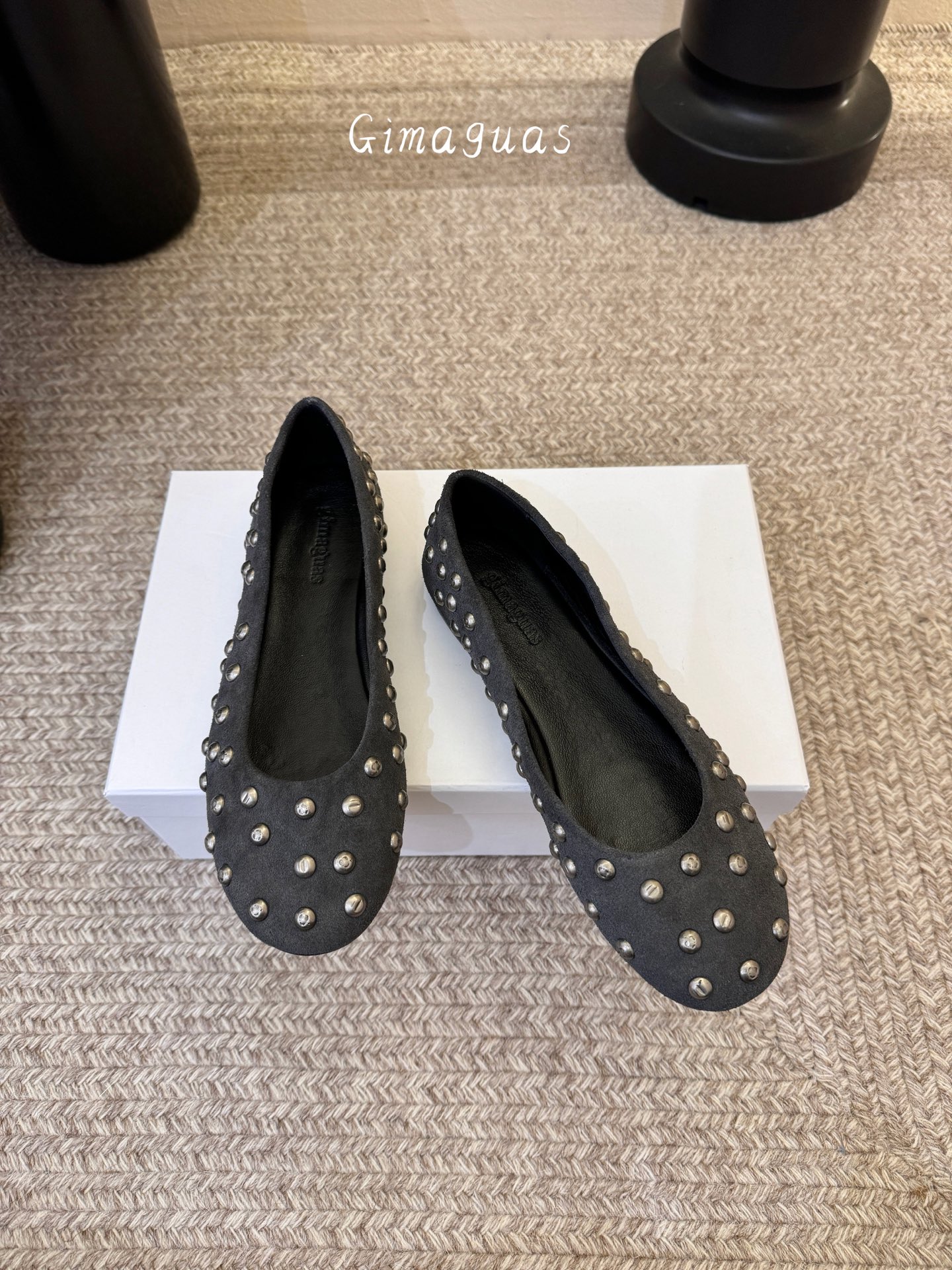 gimaguas小众铆钉单鞋可以暴走的芭蕾鞋完全不磨脚，不掉跟内外超柔软小羊皮意大利进口绒面真皮底尺码3
