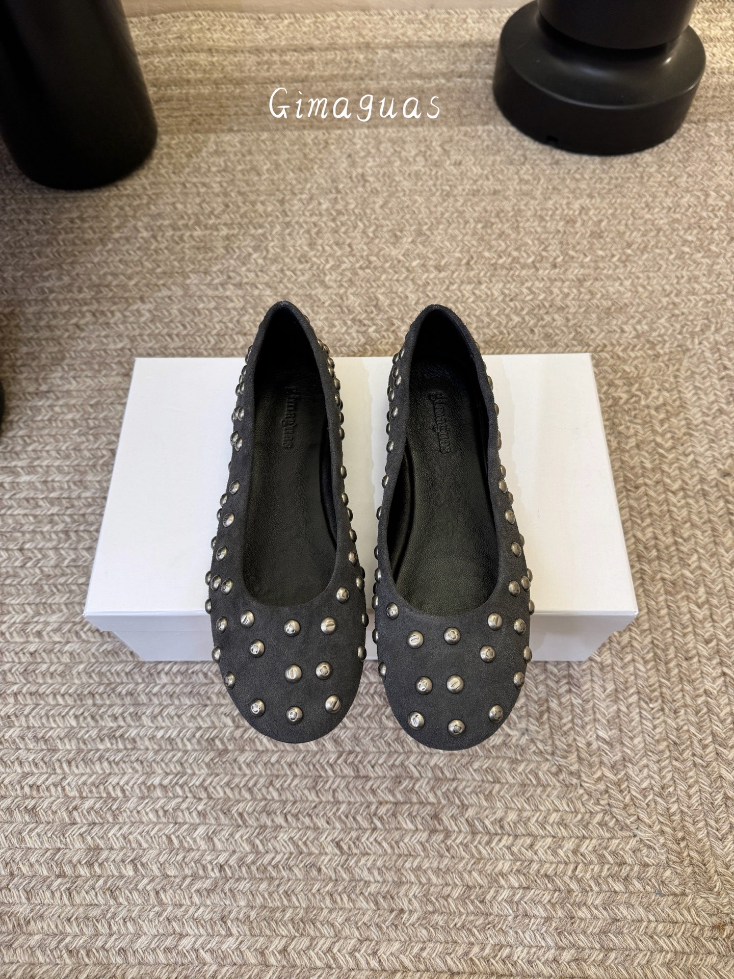 gimaguas小众铆钉单鞋可以暴走的芭蕾鞋完全不磨脚，不掉跟内外超柔软小羊皮意大利进口绒面真皮底尺码3