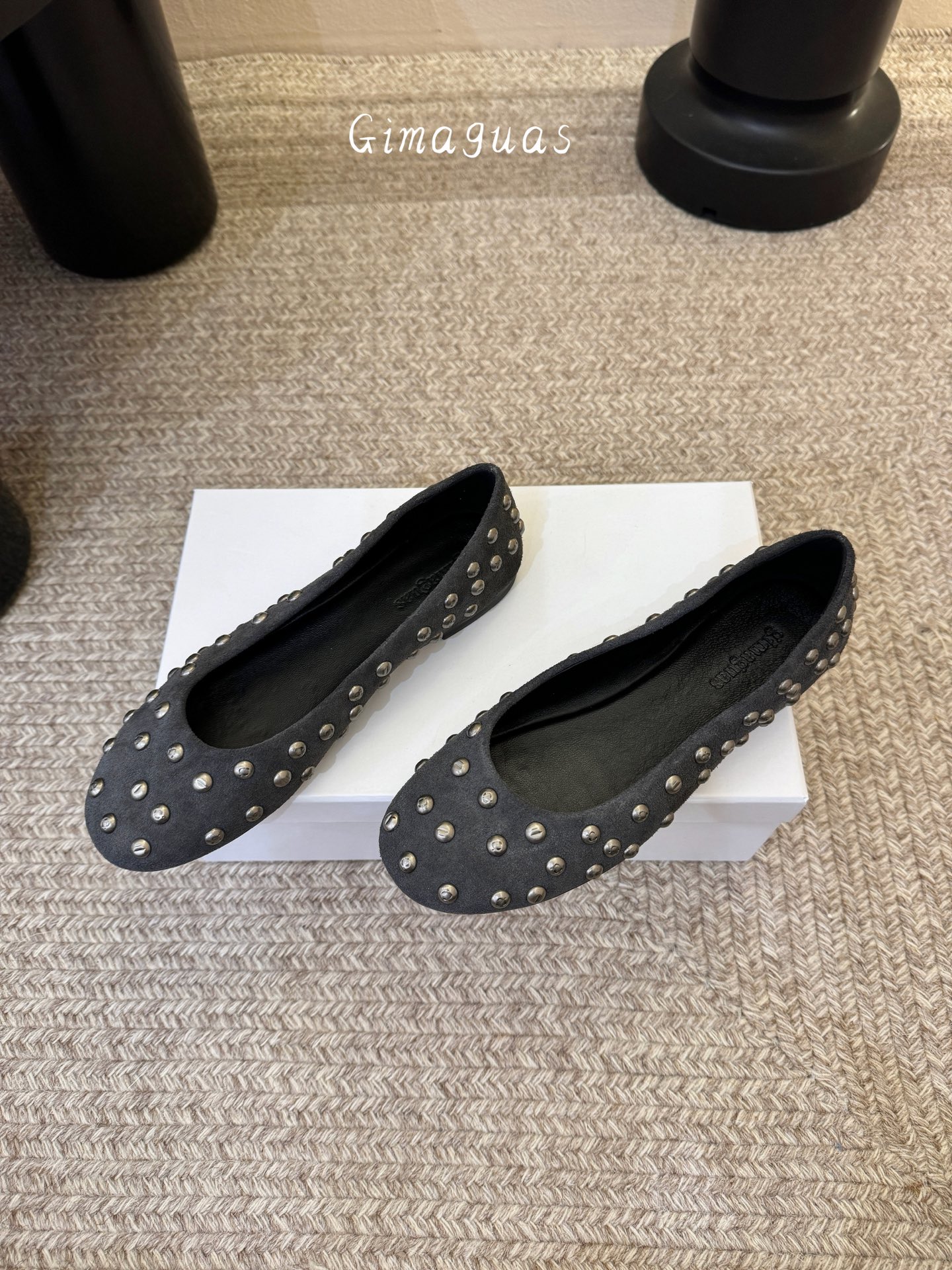 gimaguas小众铆钉单鞋可以暴走的芭蕾鞋完全不磨脚，不掉跟内外超柔软小羊皮意大利进口绒面真皮底尺码3
