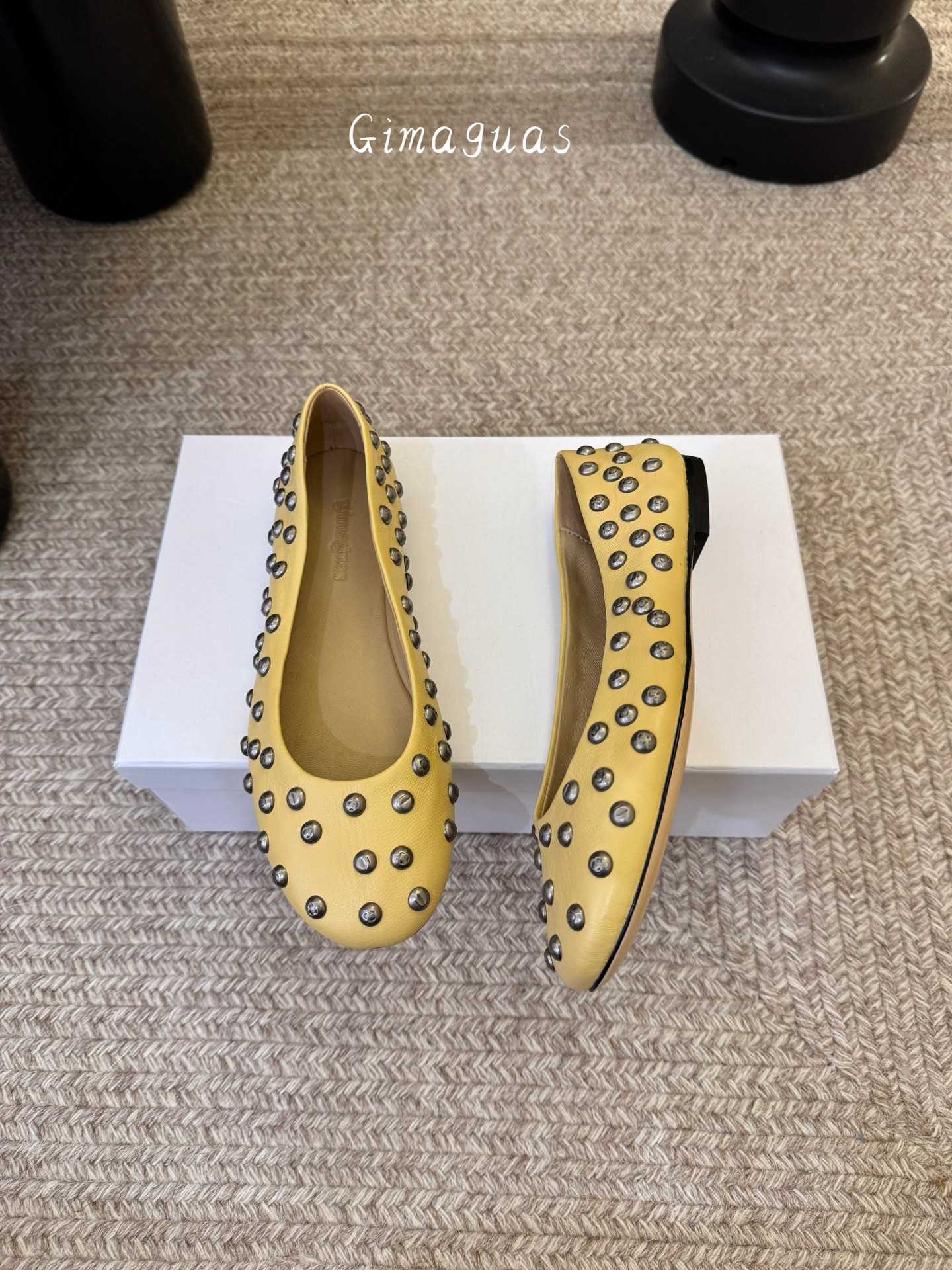 gimaguas小众铆钉单鞋可以暴走的芭蕾鞋完全不磨脚，不掉跟内外超柔软小羊皮意大利进口绒面真皮底尺码3