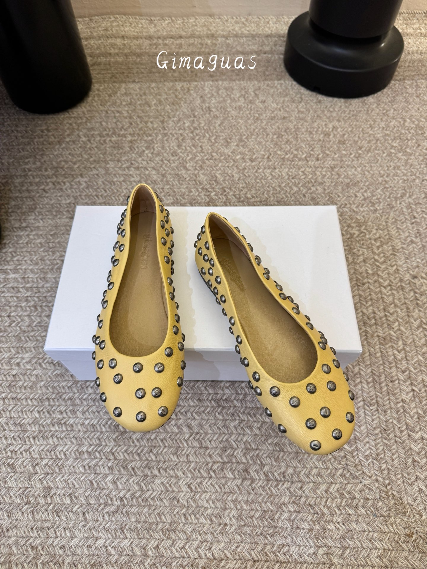 gimaguas小众铆钉单鞋可以暴走的芭蕾鞋完全不磨脚，不掉跟内外超柔软小羊皮意大利进口绒面真皮底尺码3