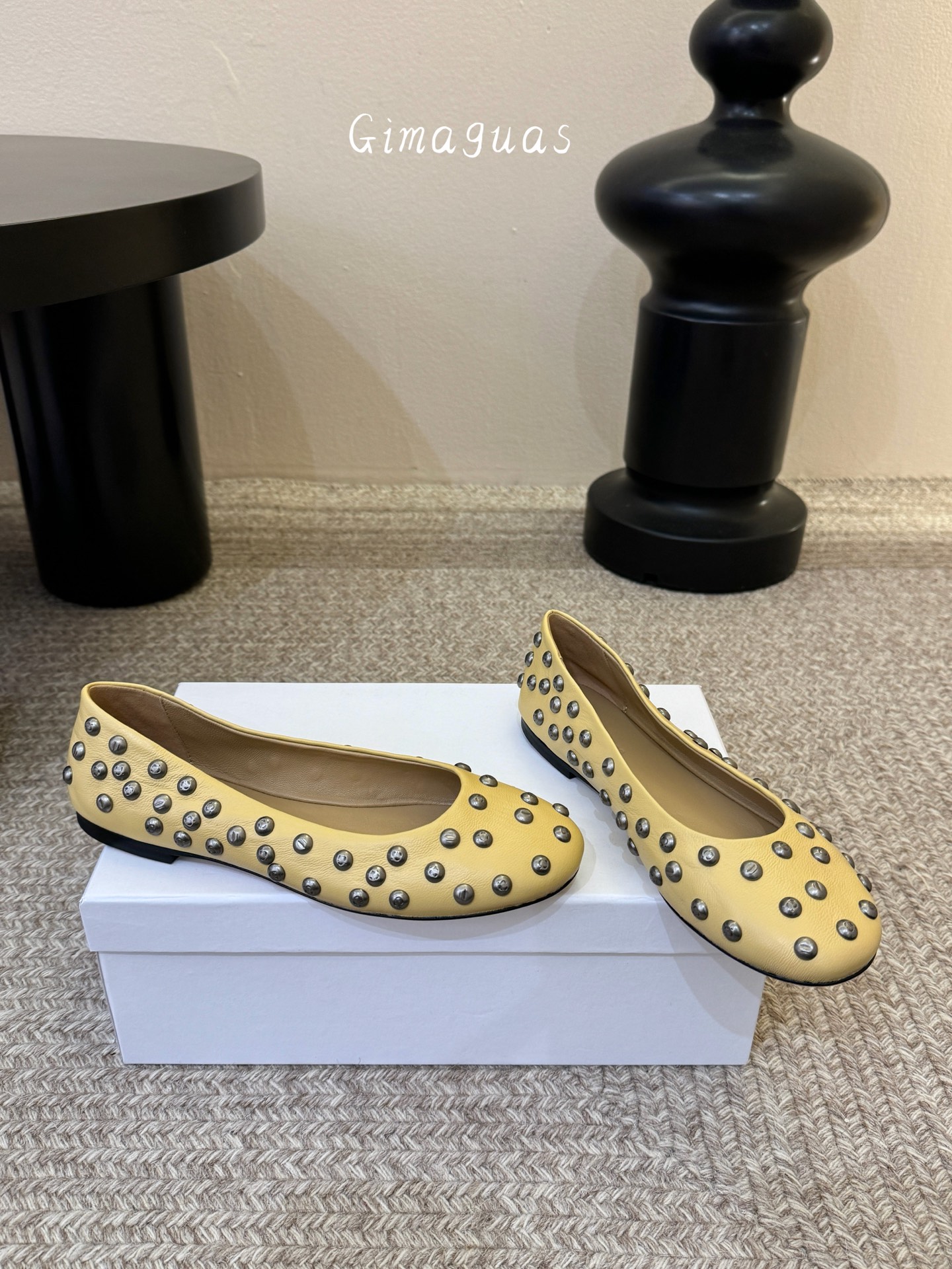 gimaguas小众铆钉单鞋可以暴走的芭蕾鞋完全不磨脚，不掉跟内外超柔软小羊皮意大利进口绒面真皮底尺码3