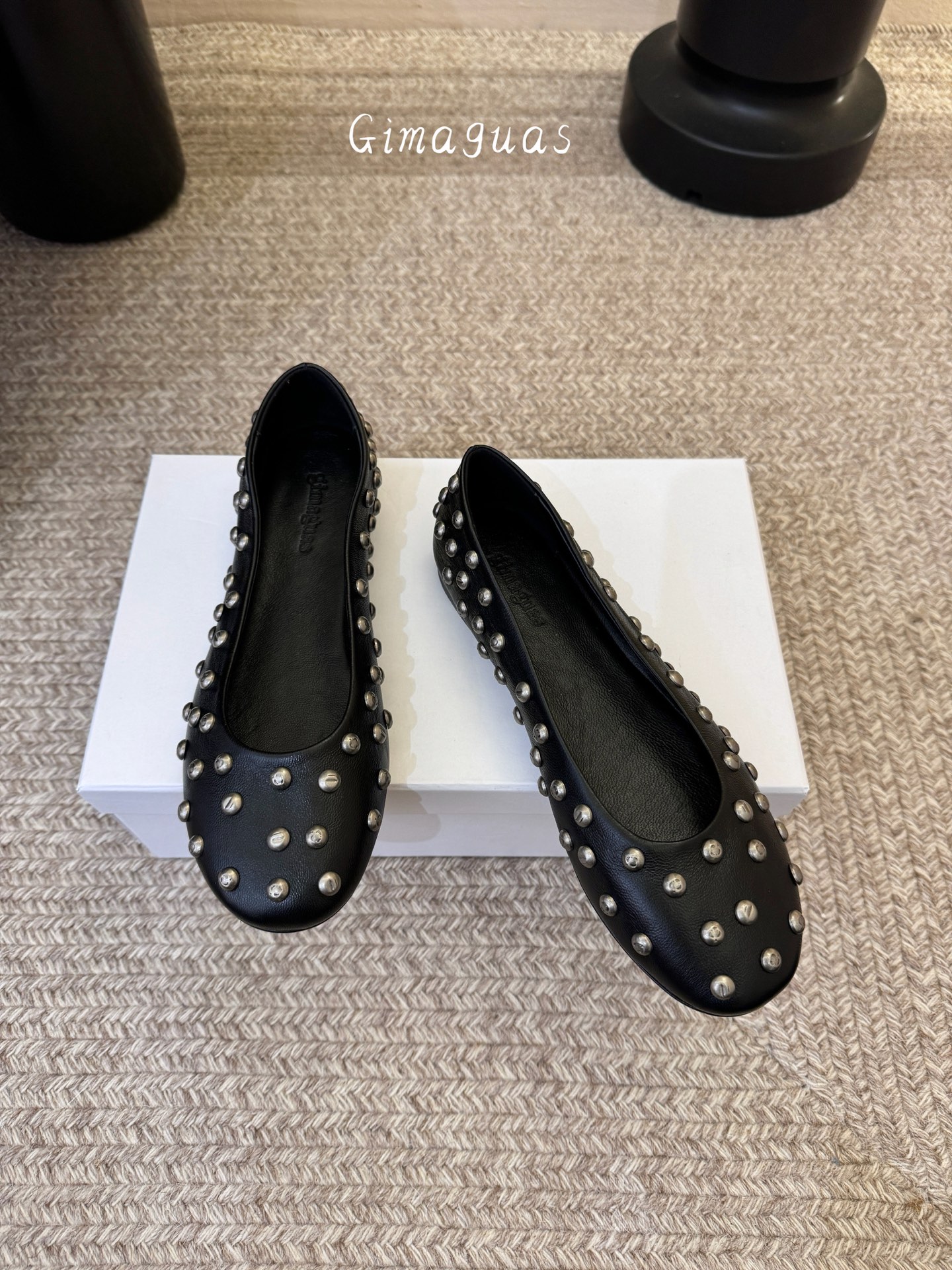 gimaguas小众铆钉单鞋可以暴走的芭蕾鞋完全不磨脚，不掉跟内外超柔软小羊皮意大利进口绒面真皮底尺码3