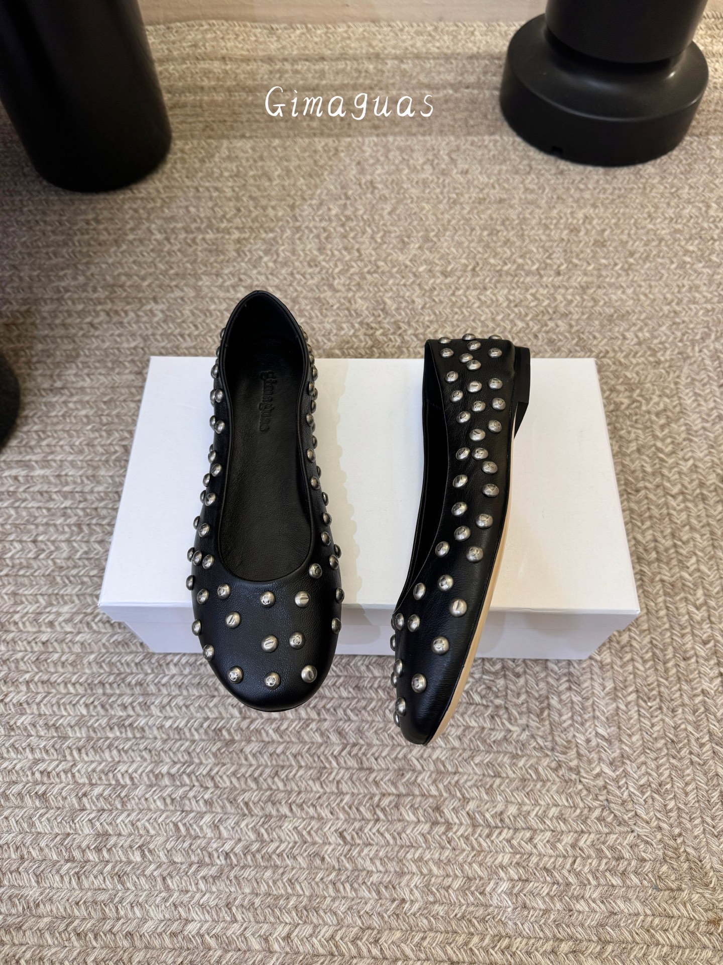 gimaguas小众铆钉单鞋可以暴走的芭蕾鞋完全不磨脚，不掉跟内外超柔软小羊皮意大利进口绒面真皮底尺码3