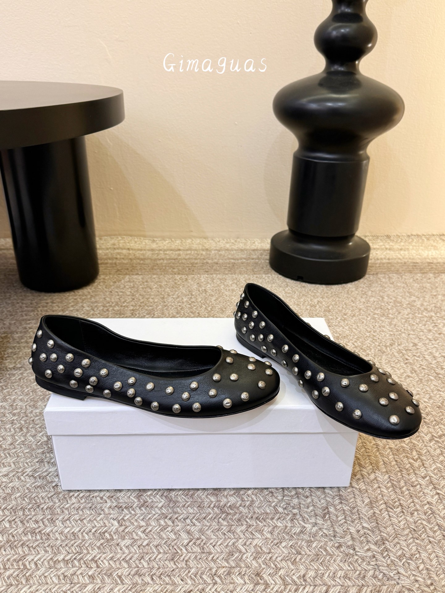 gimaguas小众铆钉单鞋可以暴走的芭蕾鞋完全不磨脚，不掉跟内外超柔软小羊皮意大利进口绒面真皮底尺码3