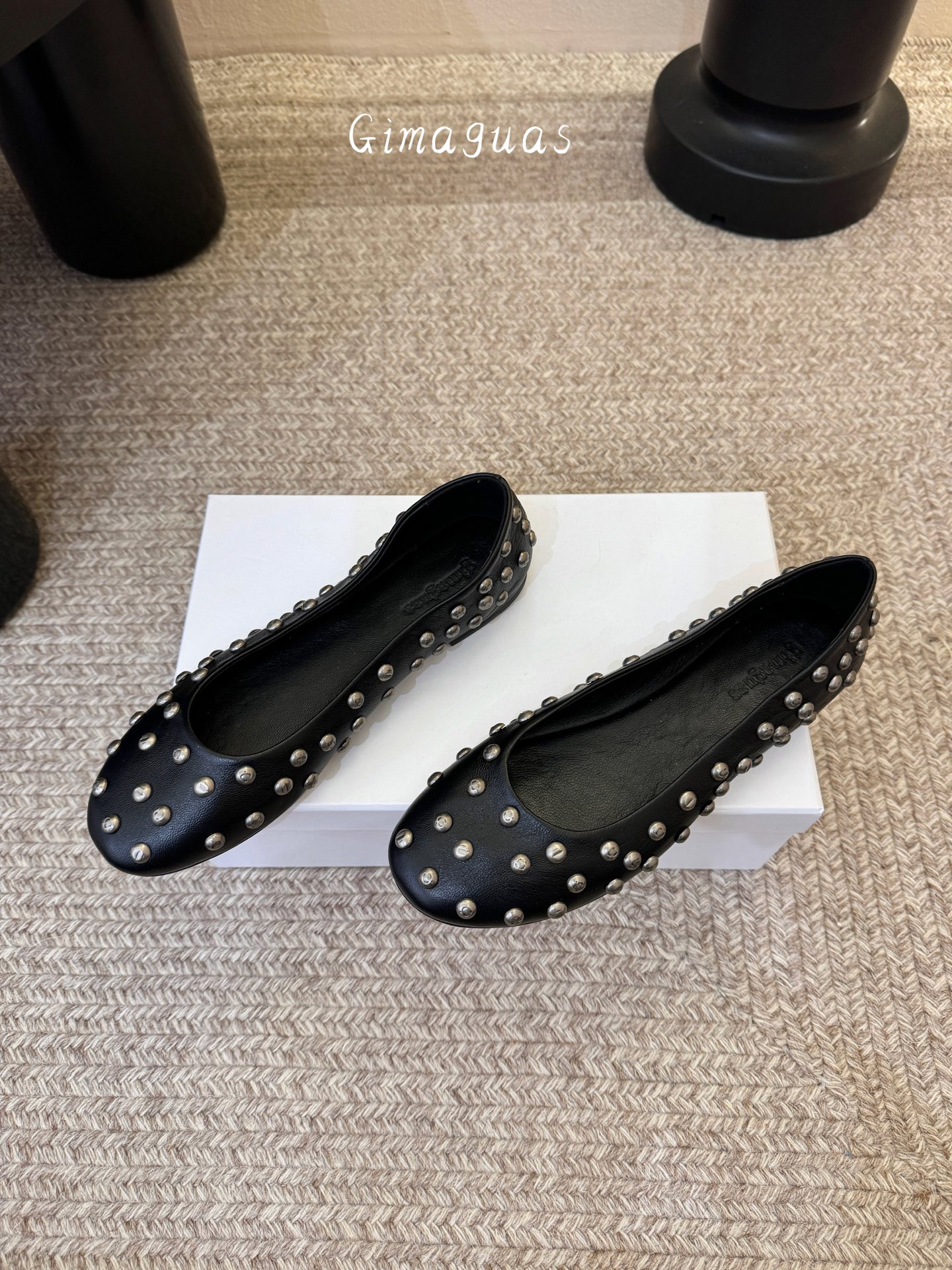 gimaguas小众铆钉单鞋可以暴走的芭蕾鞋完全不磨脚，不掉跟内外超柔软小羊皮意大利进口绒面真皮底尺码3