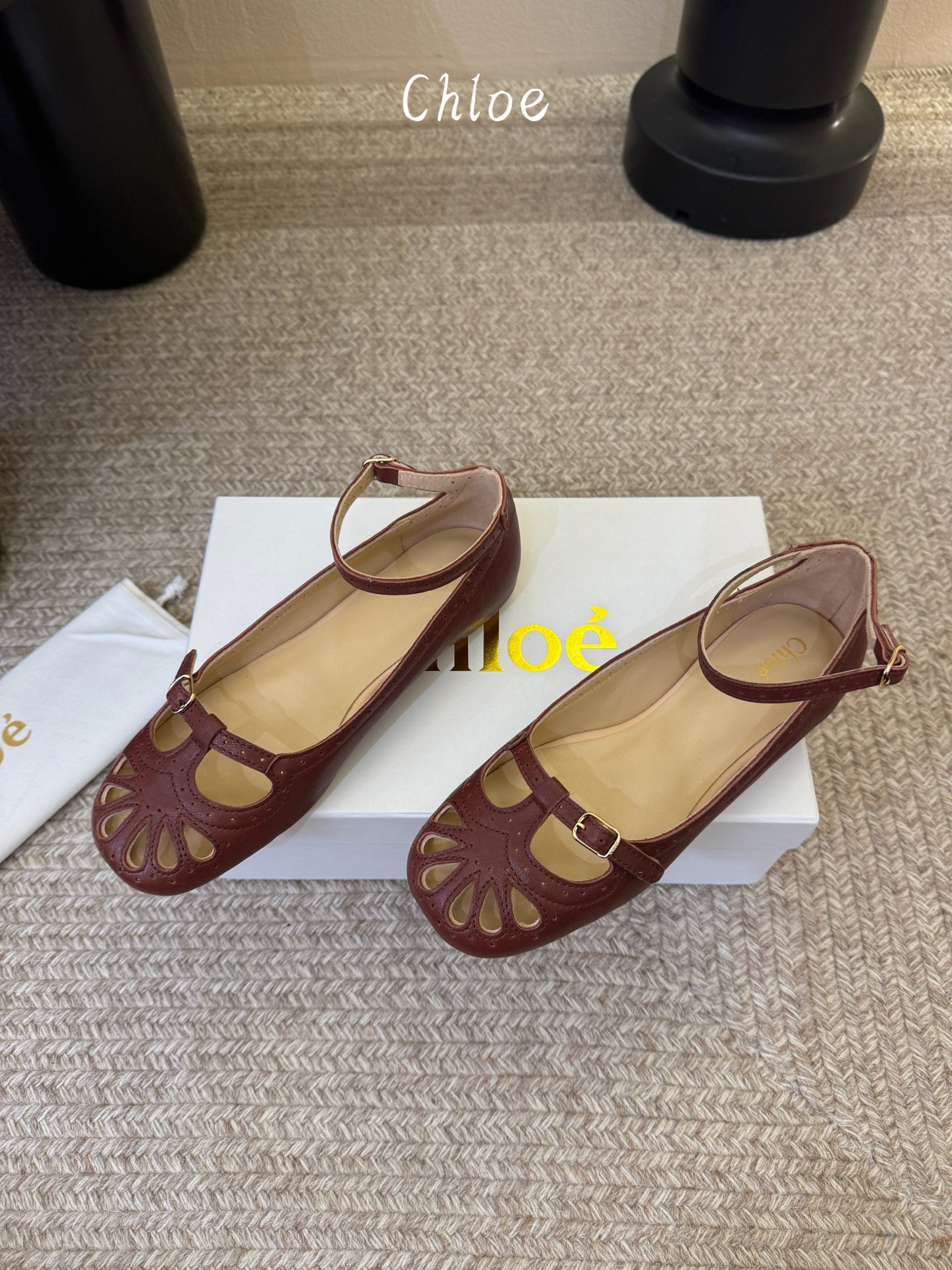 Chlo*26ss早春新款镂空玛丽珍芭蕾鞋鞋头的扇形镂空雕花，复刻了经典罗马鞋的浪漫巧思，搭配可调节的一