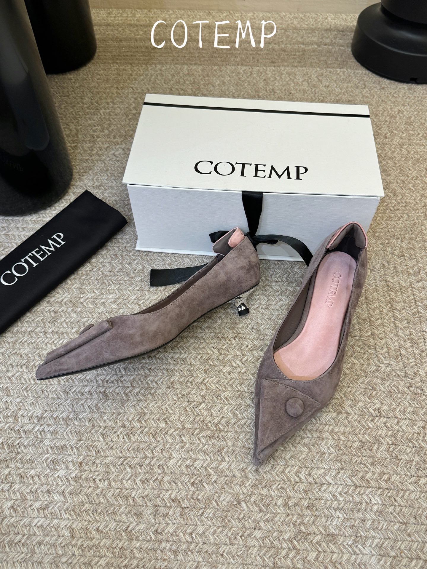 cotemp🌾26新款单鞋：鞋面羊反绒&牛油皮&小羊皮，羊皮内里 意大利真皮底，金属色水滴鞋跟，跟高3c